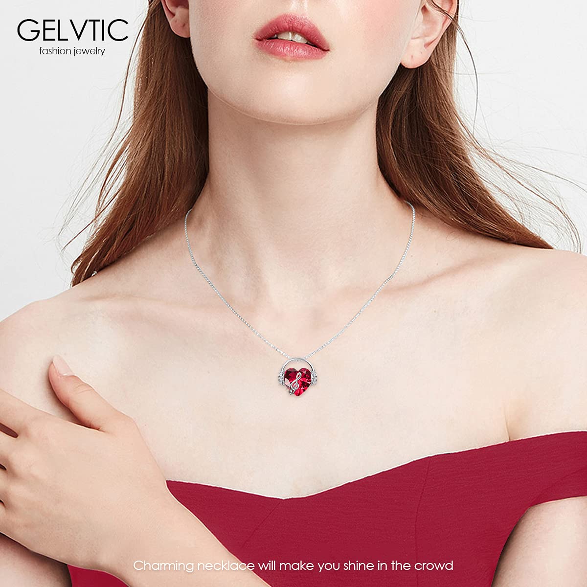 Music Note Necklace for Women - Heart Pendant with Birthstone Crystal Jewelry - Perfect Christmas, Mother's Day, Valentine's, Anniversary & Birthday Gift for Her, Mom or Wife - Ideal for Concerts, Date Nights & Special Occasions