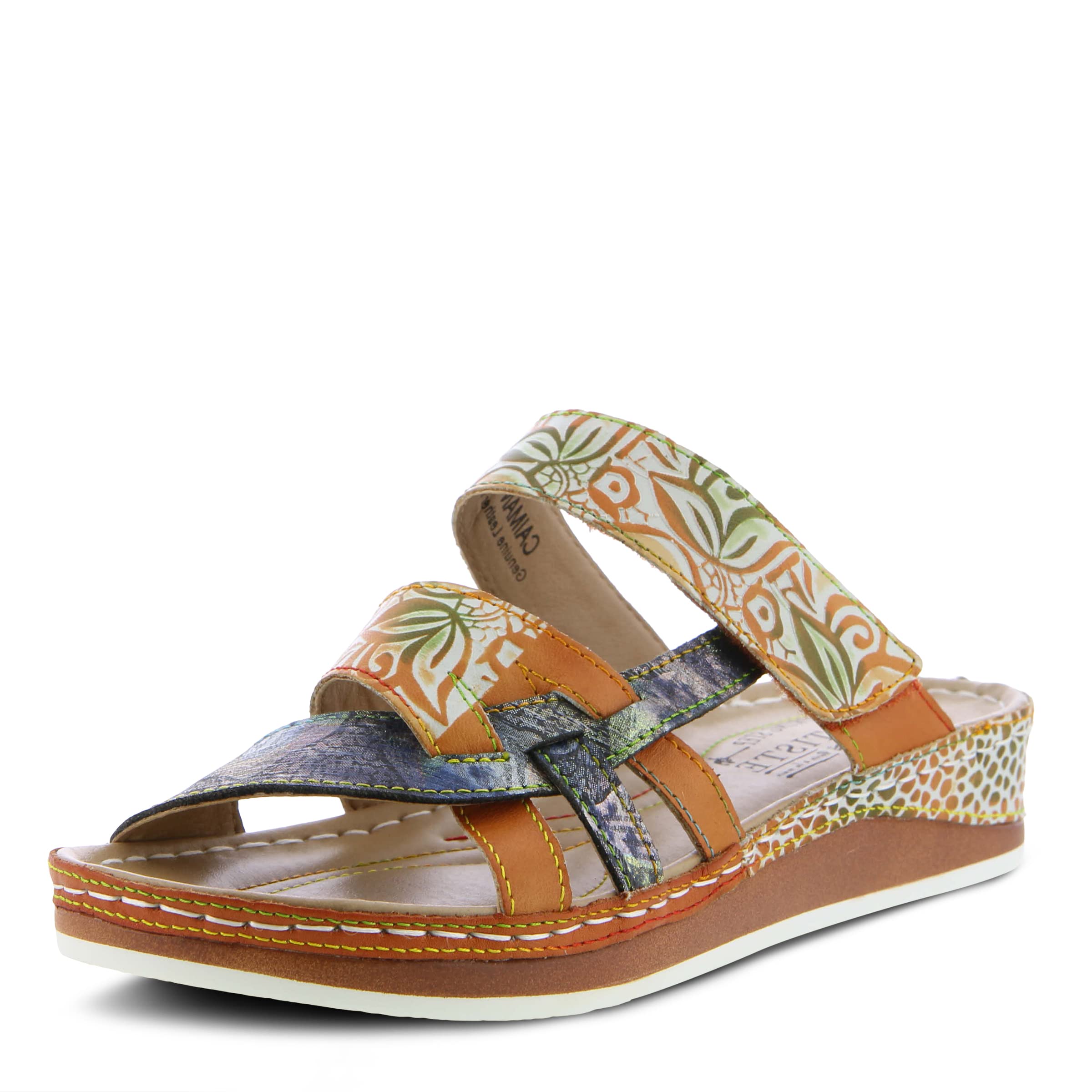 Spring Step L'Artiste Women's Caiman Embossed Leather Slide Sandals - Comfortable House Slippers for Indoor/Outdoor Wear, Perfect for Poolside, Beach & Lounging