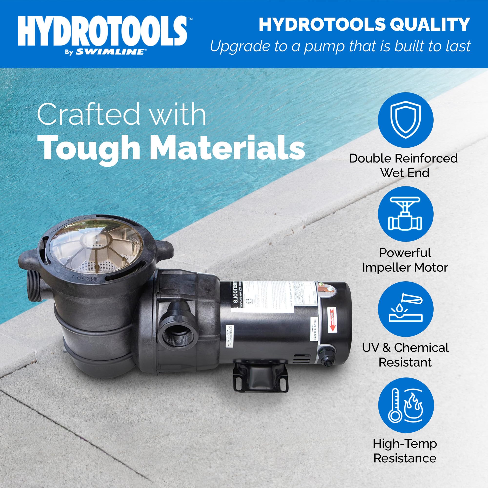 SWIMLINE HYDROTOOLS 1 HP 2-Speed Above-Ground Pool Pump Motor with Hydro-Flo Technology (5280 GPH) - Perfect for Inground & Above-Ground Pools, Spa Maintenance, and Water Circulation