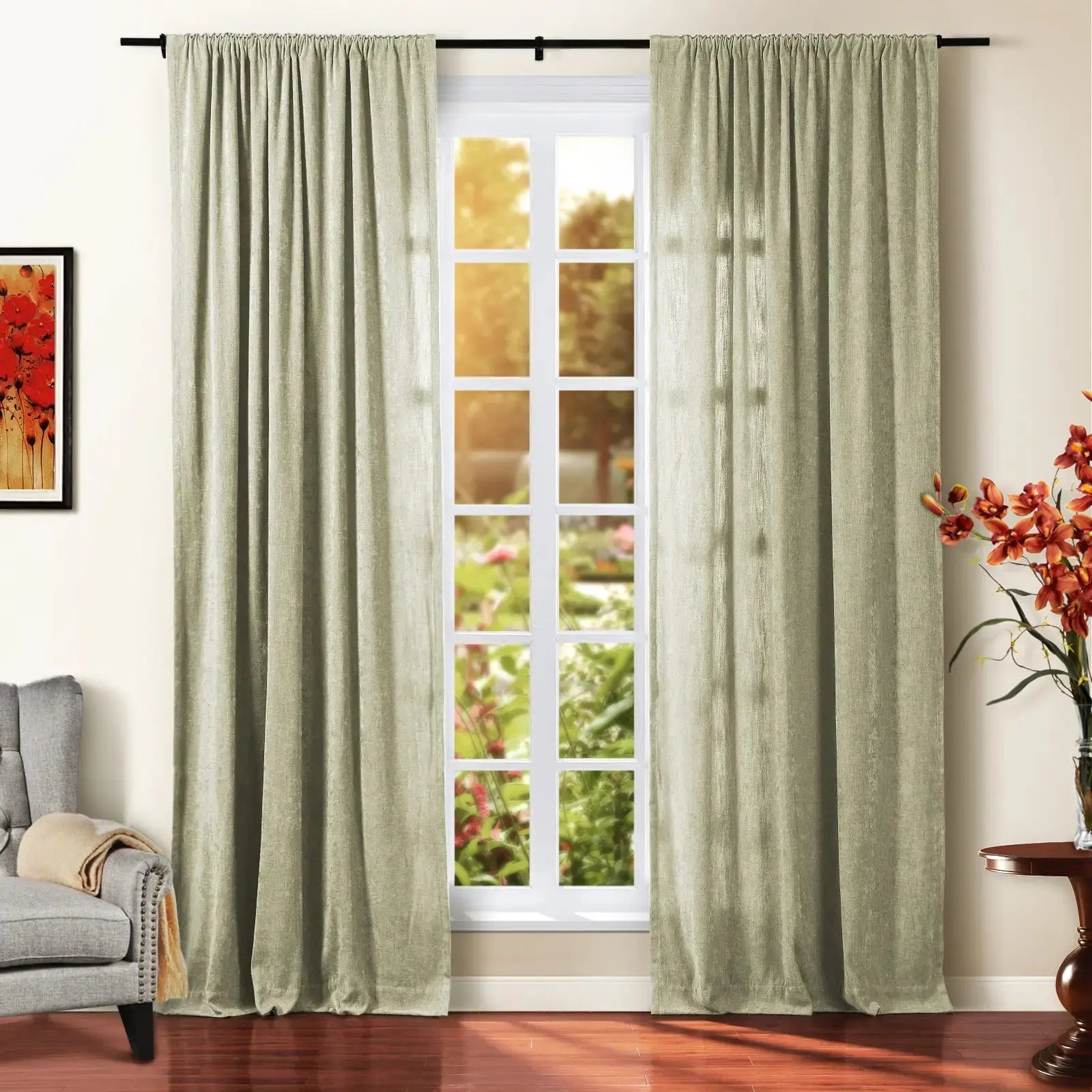 Tino Heavyweight Chenille Blackout Curtains - Soft Thermal Insulated Drapes for Living Room & Bedroom - Noise Reducing & Light Blocking Window Treatments
