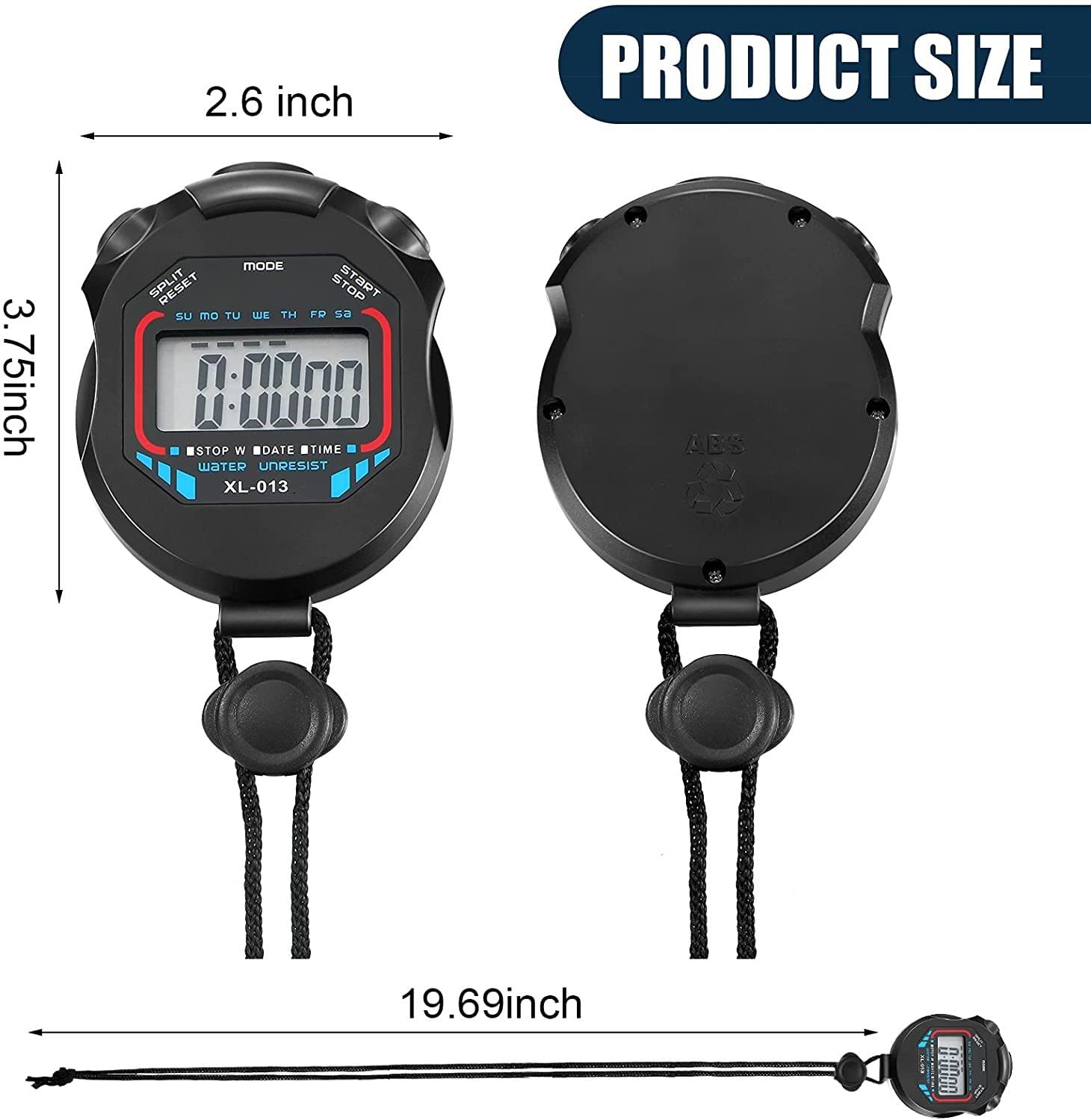 FomaTrade Waterproof Digital Stopwatch Timer - Large Display Sports Stopwatch with Interval Timer for Swimming, Running, and Fitness Training