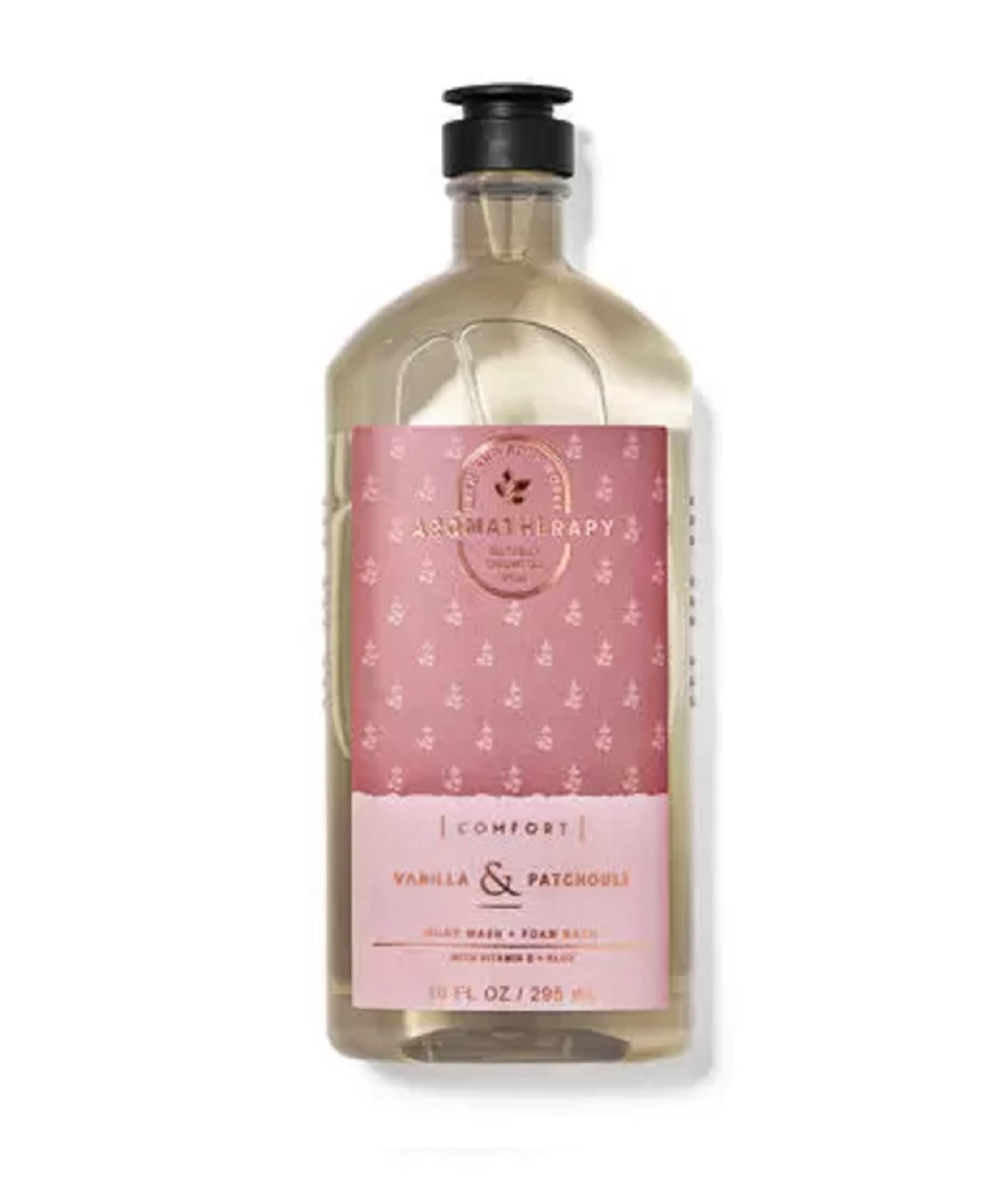 Bath & Body Works Aromatherapy Comfort Vanilla Patchouli Body Wash & Foam Bath - 10 oz | Relaxing Shower Gel & Bubble Bath for Stress Relief & Self Care
