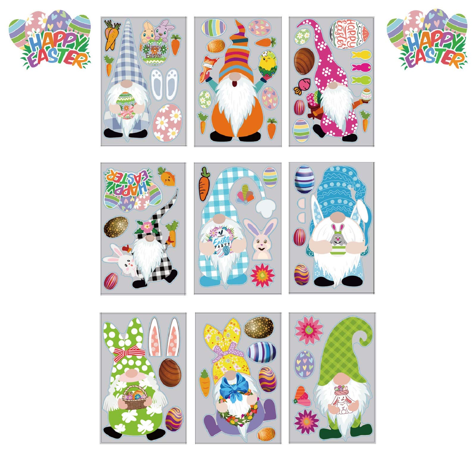 Easter Window Clings - Static Wall & Fridge Stickers for Holiday Home Decor | Easter Bunny, Egg & Spring Themed Glass Decals - Perfect for Windows, Mirrors & Kitchen Appliances