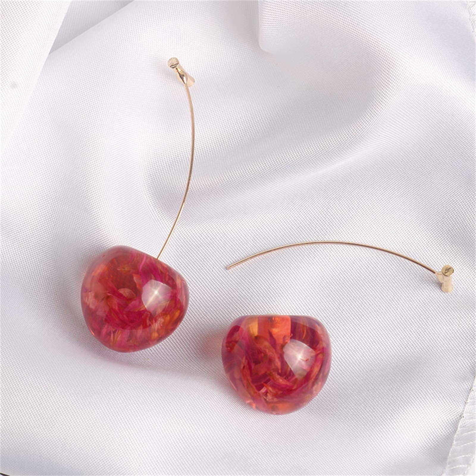 3D Red Cherry Dangle Earrings for Women - Acrylic Dried Flower Drop Earrings, Cute Fruit Charm Jewelry Gift for Girls (Perfect for Spring/Summer Outfits, Date Nights & Casual Wear)