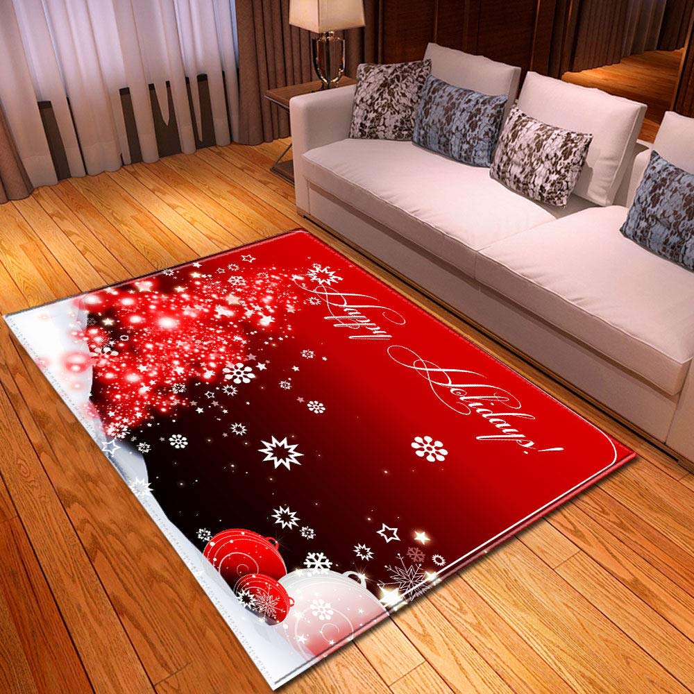 Modern Nordic Minimalist Large Area Rug - Non-Slip Christmas Themed Carpet for Bedroom, Living Room & Farmhouse Decor - 150x200cm (59x78.7 Inch) Red Oriental Print Rug - Perfect for Holiday Home Styling and Cozy Winter Gatherings