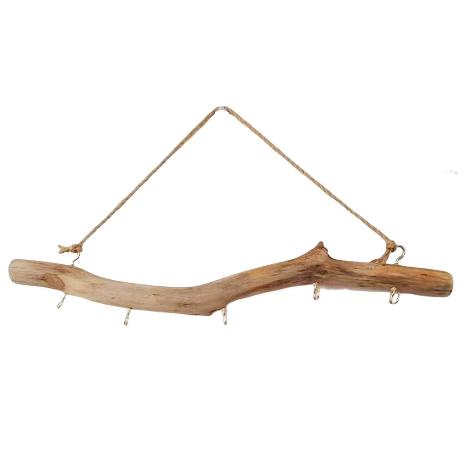 **Natural Wooden Wall Hook - Driftwood Coat Hanger with Multiple Hooks for Keys, Hats, Jewelry & Small Items - Rustic Home Decor for Entryway, Bedroom or Bathroom Organization**