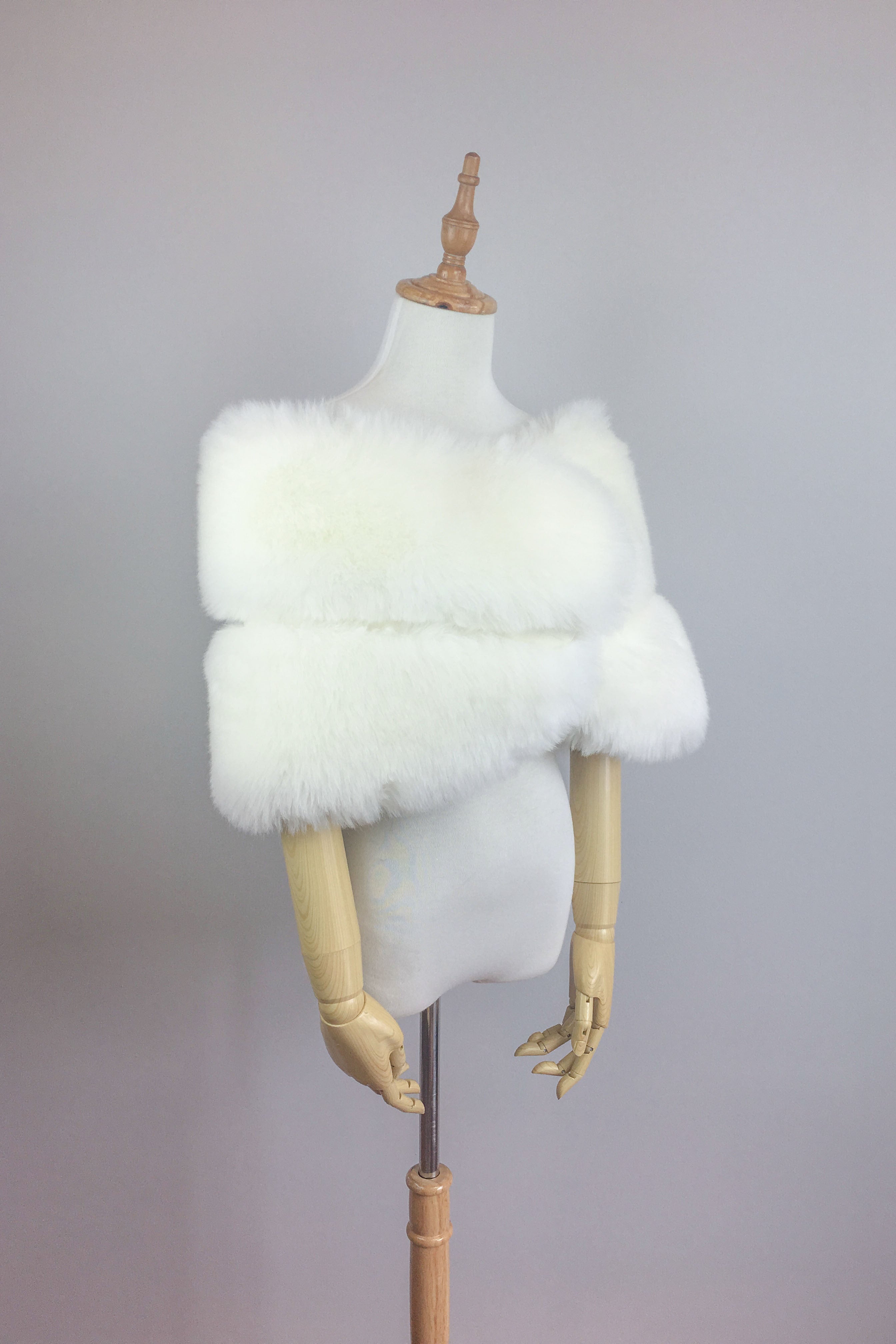 Ivory White Fur Wrap - Soft & Luxurious Winter Shawl (Penelope Wht01) | Perfect for Weddings, Parties & Cold Weather Fashion