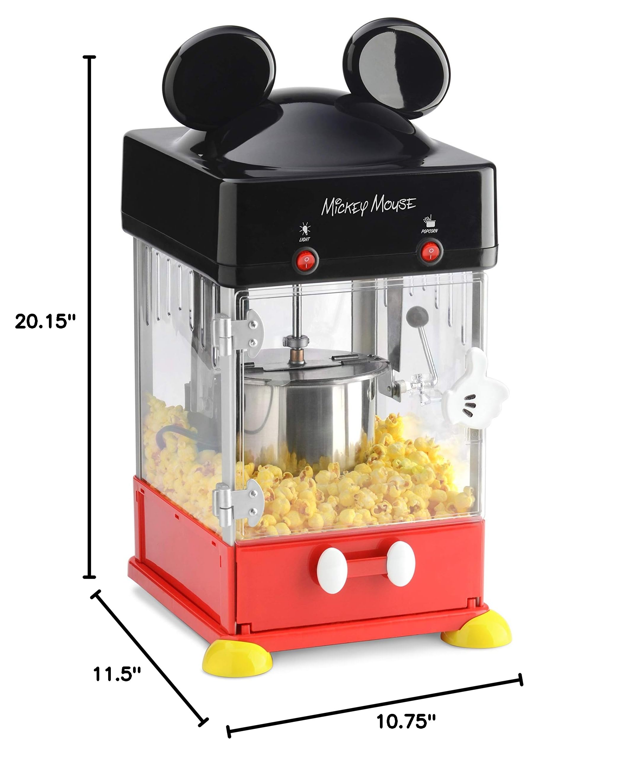 Disney Mickey Mouse Electric Popcorn Maker - Retro Kettle Style Popcorn Popper Machine for Movie Nights, Parties & Family Fun