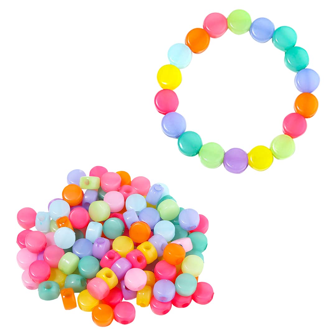 Zayookey 200Pcs Assorted Color Acrylic Plastic Beads for Jewelry Making - DIY Bracelets, Necklaces, Earrings - Perfect for Crafting, Gifts, and Party Favors (Round Beads with Hole)