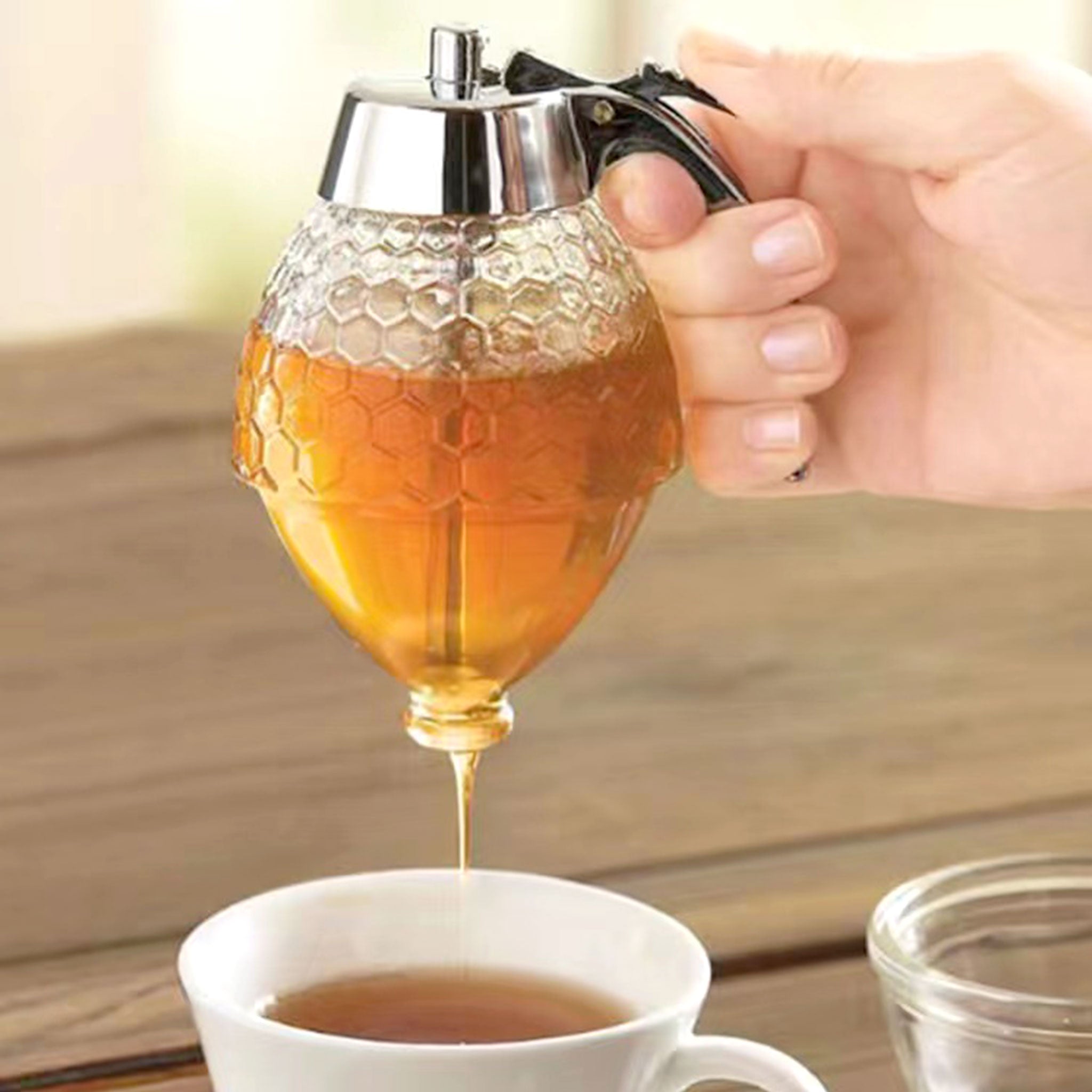 Premium Honey Dispenser Pot - Beehive Design with Flow Control Spout for Easy Pouring | Perfect for Tea, Coffee, Toast & Baking | Kitchen & Dining Essential