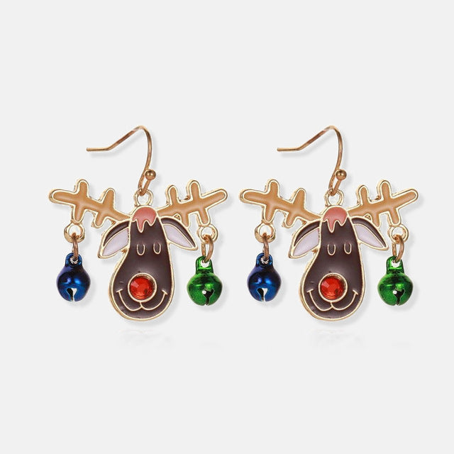 Festive Red Bow Snowflakes Jingle Bell Earrings for Christmas | Holiday Party Jewelry Gift for Women | Perfect for Xmas Celebrations & Winter Gatherings