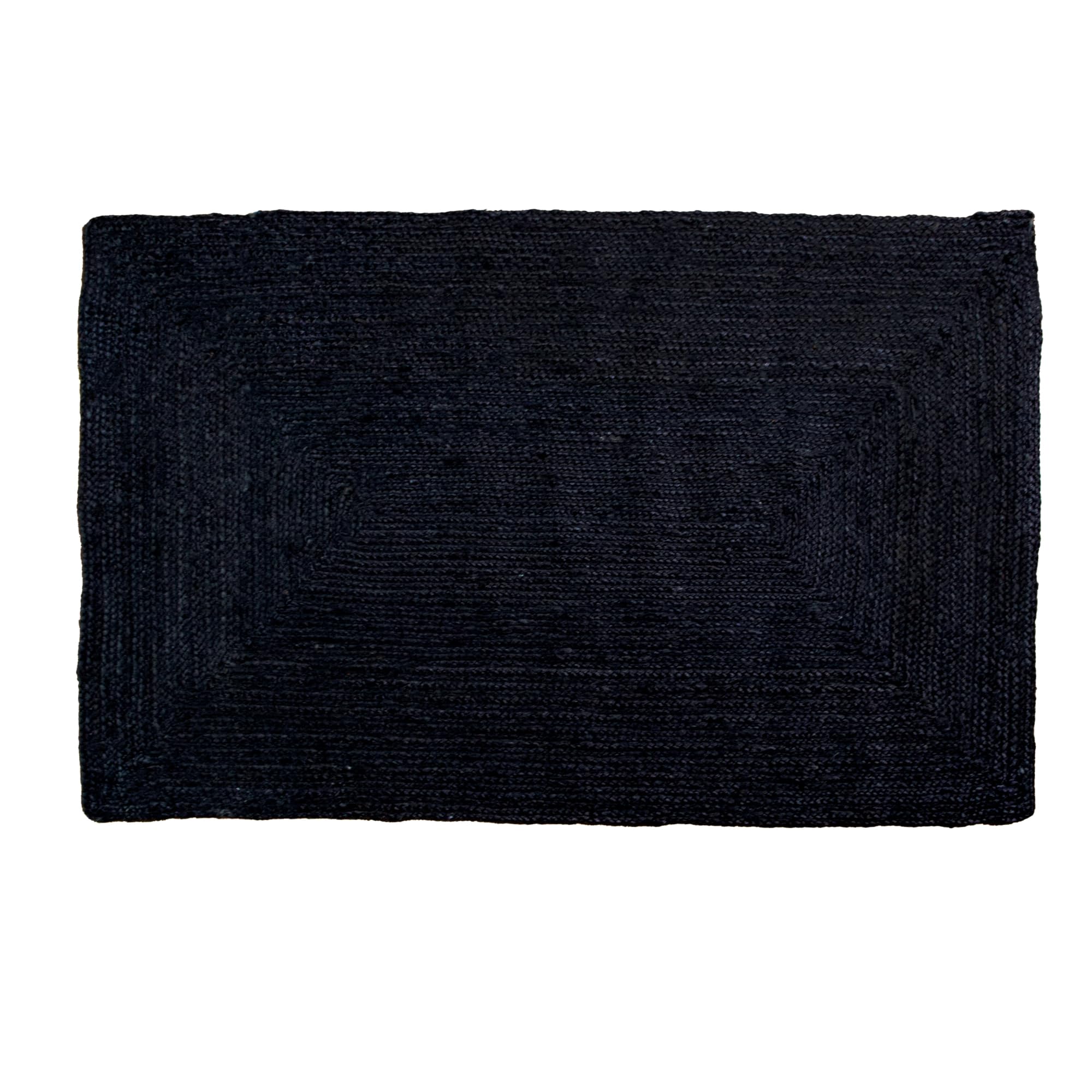 Handwoven Jute Braided Area Rug - Reversible Natural Fiber Farmhouse Rug - Eco-Friendly Living Room, Kitchen & Entryway Decor - Black Rectangle 2'x3' - Perfect for Boho, Rustic & Coastal Home Styles