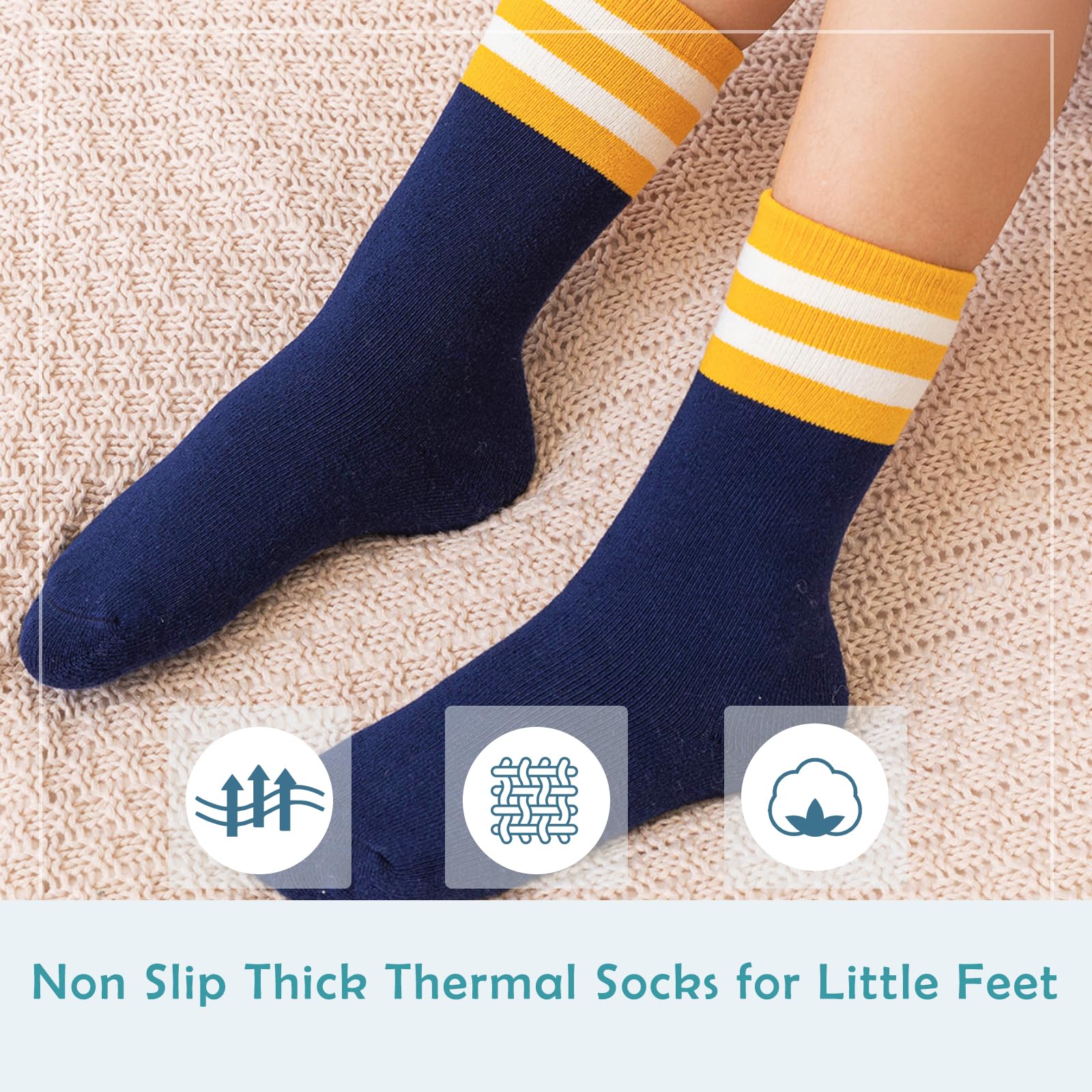 Moon Tree Boys Thick Cotton Thermal Socks for Kids - Warm Winter Crew Socks for Boys, Cold Weather & Outdoor Activities