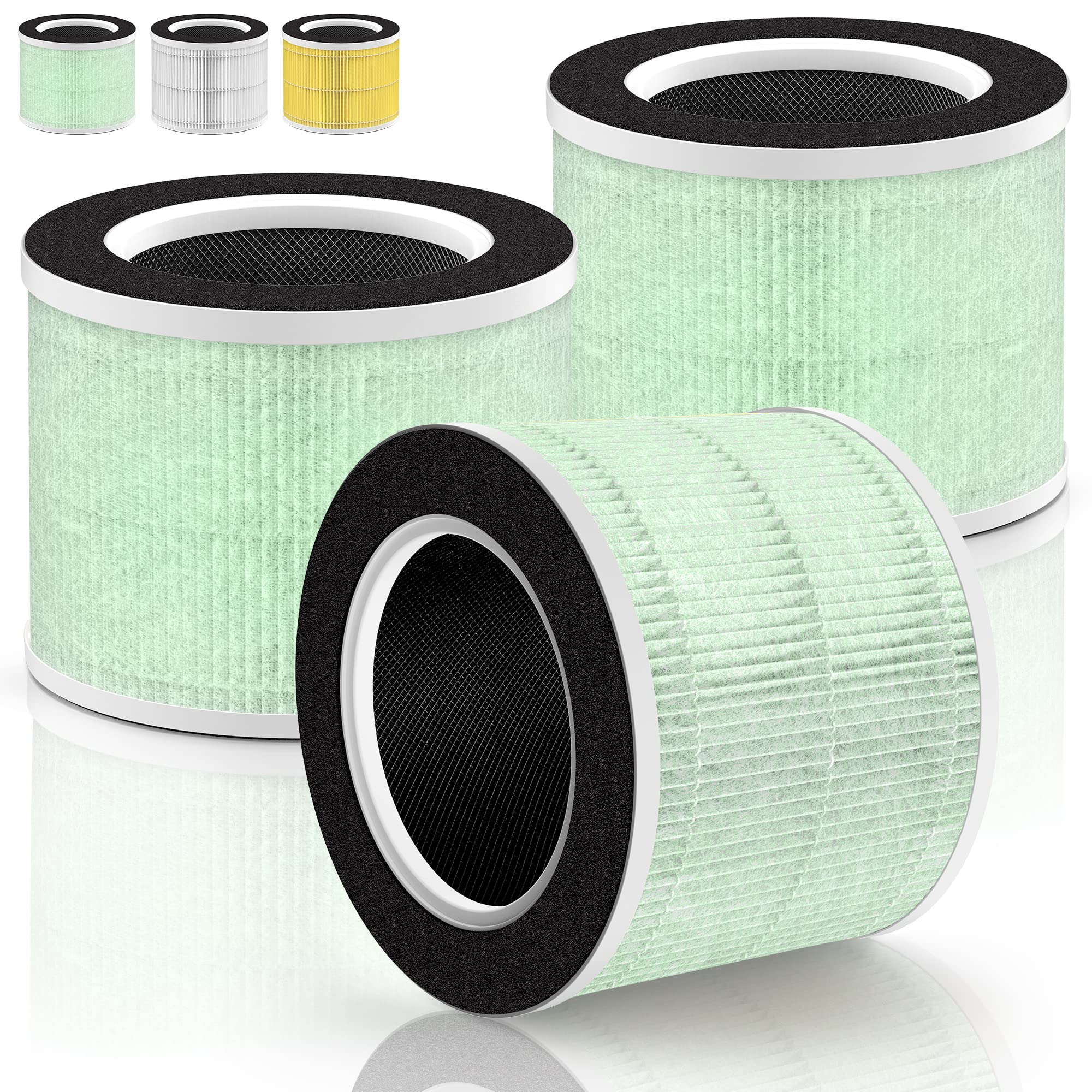 Renpho RP-AP088 Air Purifier Replacement Filter 3-Pack - Compatible with RP-AP088W & RP-AP088B Models - HEPA Filter for Dust, Pollen & Allergens - Perfect for Bedrooms, Living Rooms & Offices