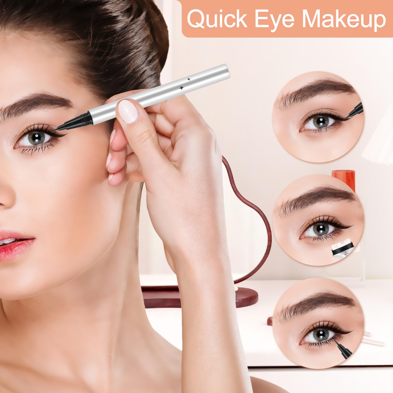 VINGVO 2-in-1 Lower Eyelash Stamp Kit - Easy Bottom Lash Stamp Tool for Beginners (Brown) | Quick Eye Makeup for Everyday & Party Looks