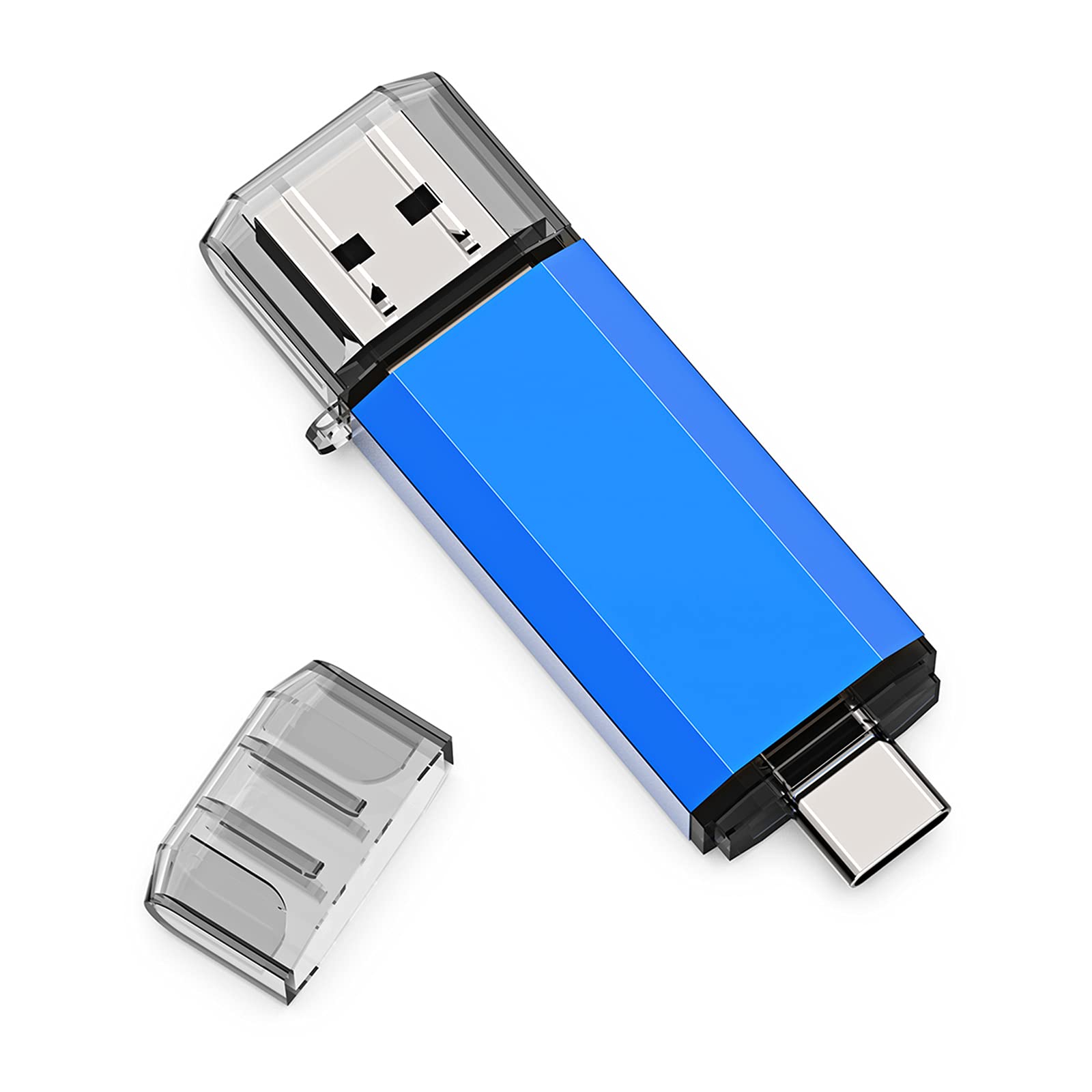128GB USB C Flash Drive 2-in-1 OTG USB 3.0 for Phone & PC Storage - Blue