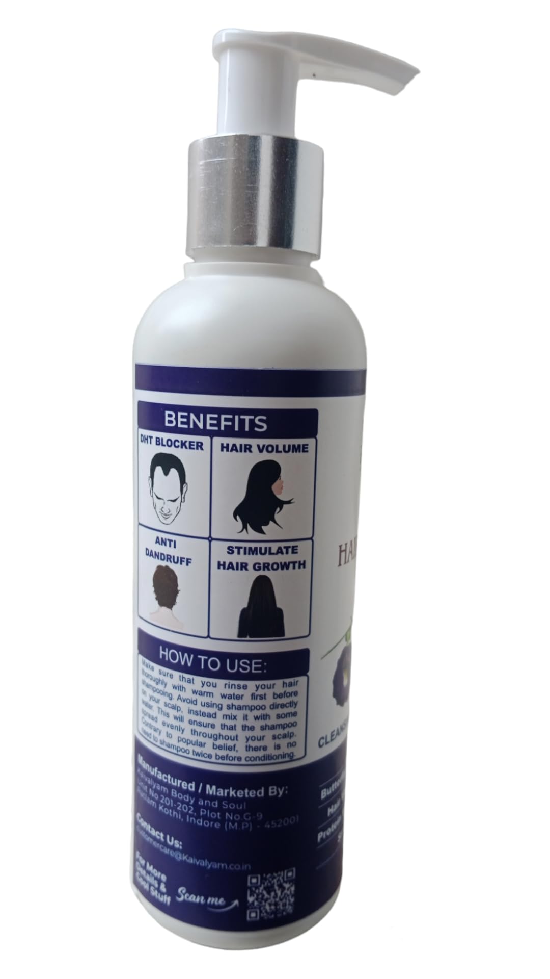 Kaivalyam Blueberry & Butterfly Pea Flower Shampoo 200ml - Natural Hair Cleanser for Sebum Balance, Hair Growth & Volume Boost | Sulfate-Free & Vegan Formula | Perfect for Dry, Damaged Hair & Scalp Care