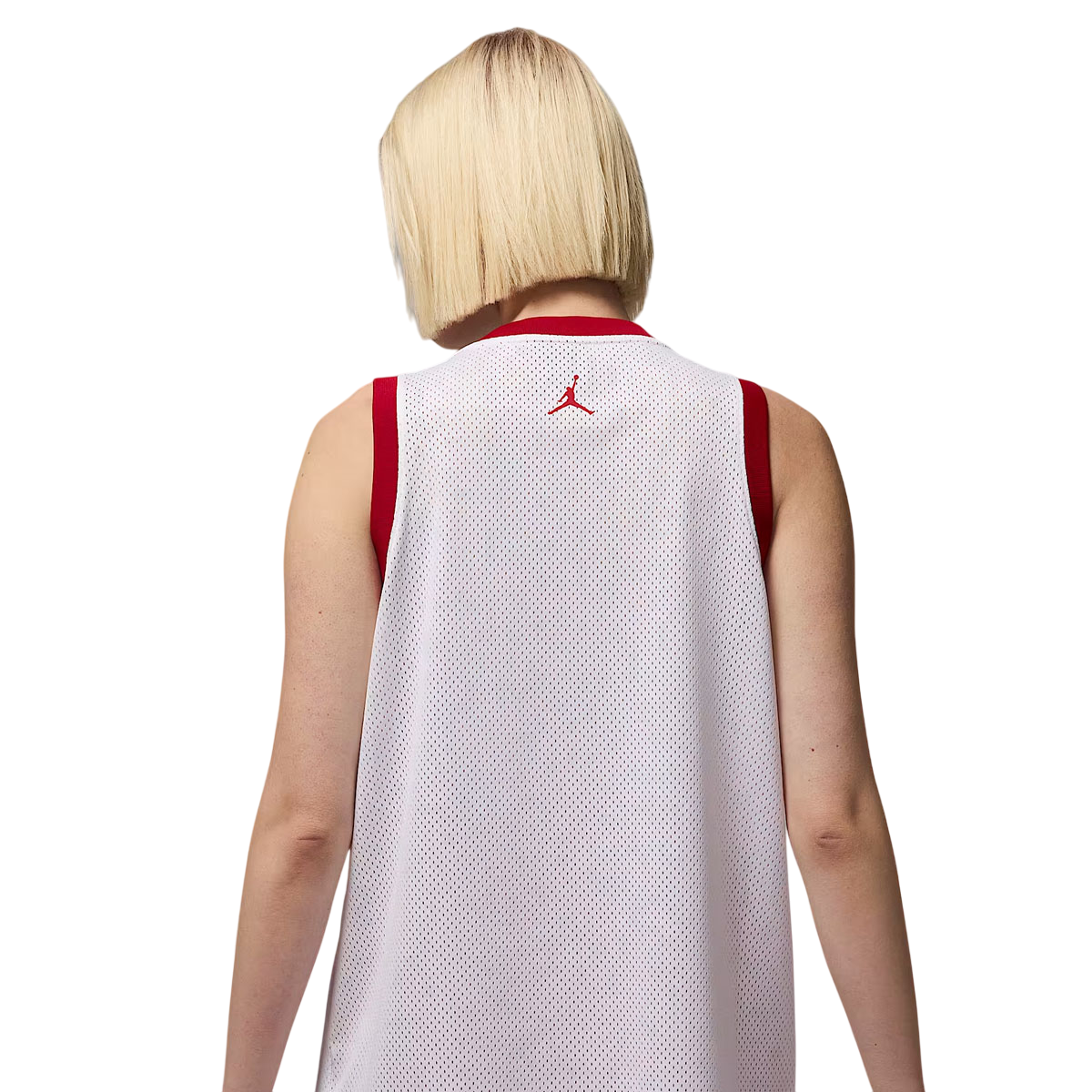 White Varsity Red Jersey Tank Top - Breathable Athletic Sleeveless Shirt for Women | Perfect for Gym, Running & Summer Workouts
