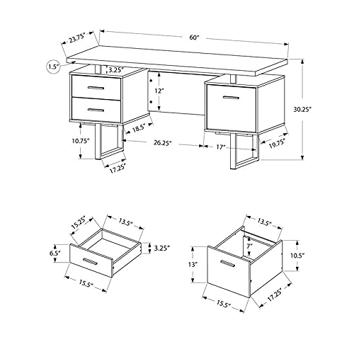 Pemberly Row 60-Inch Modern Wooden Home Office Desk with Laptop Storage Drawers - Natural Finish | Perfect for Remote Work & Small Space Home Offices