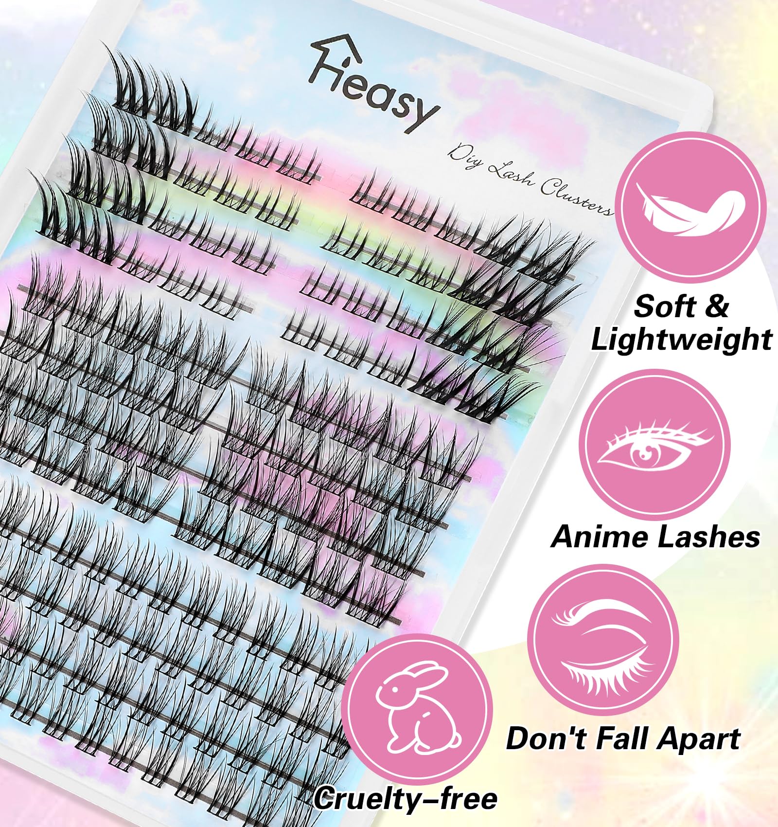 Cat Eye Cluster Lashes - 140pcs 3 Styles Wispy C Curl Fox Eye Lashes Set with Bottom Lashes | Natural Looking False Eyelashes Clusters for Makeup | Ultra-Thin Fine Strip & Stabilized Curl | Perfect for Daily Wear, Parties & Special Occasions