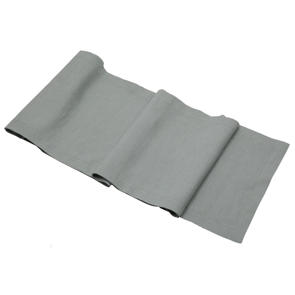 Celadon Green Linen Table Runner 14x126 Inches - Premium Italian Linen Handcrafted in USA - Elegant Dining Table Decor for Weddings, Dinner Parties & Holiday Tablescapes