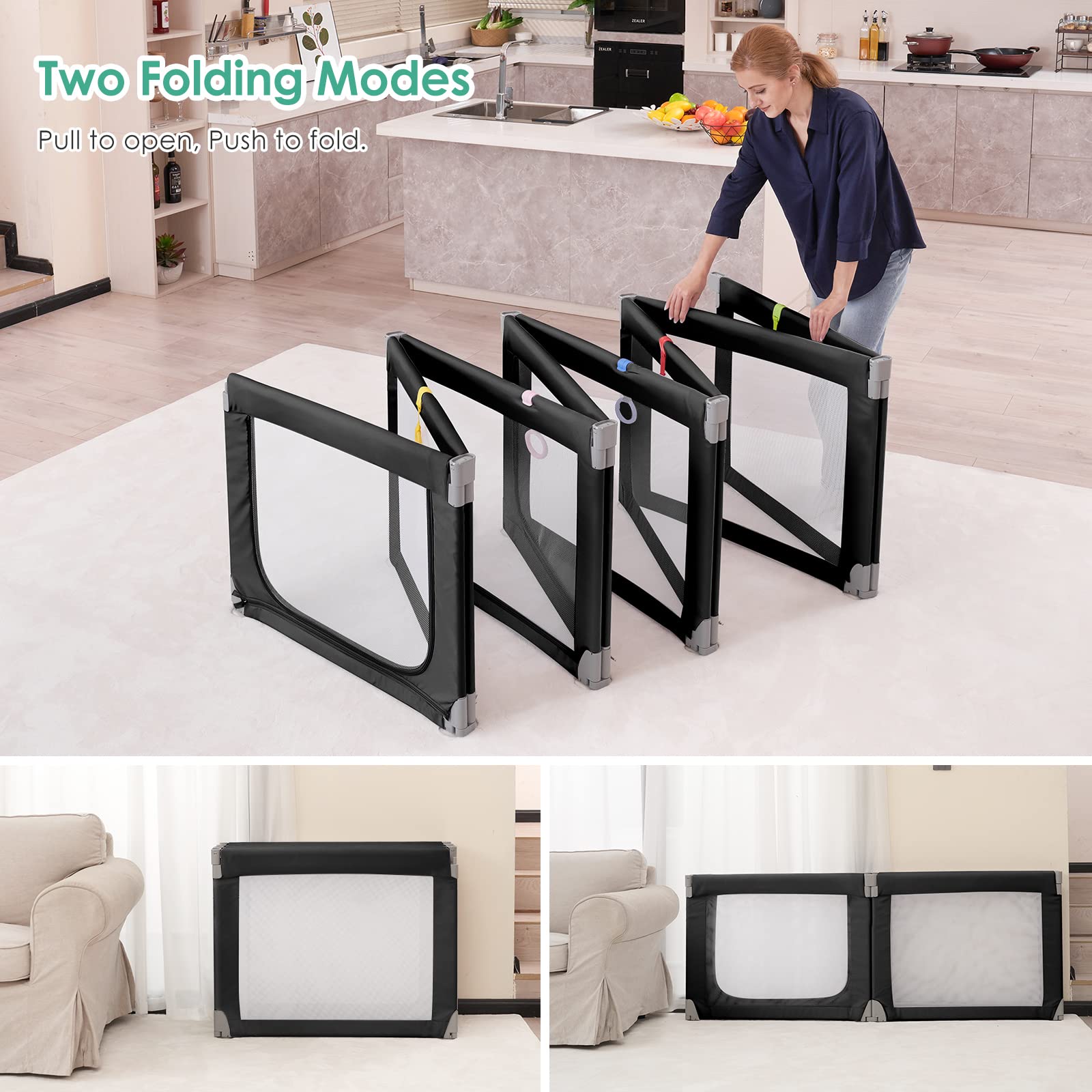 Foldable Baby Playpen for Toddlers & Infants - Adjustable Size, Safe Gate, Indoor & Outdoor Use - Large 71