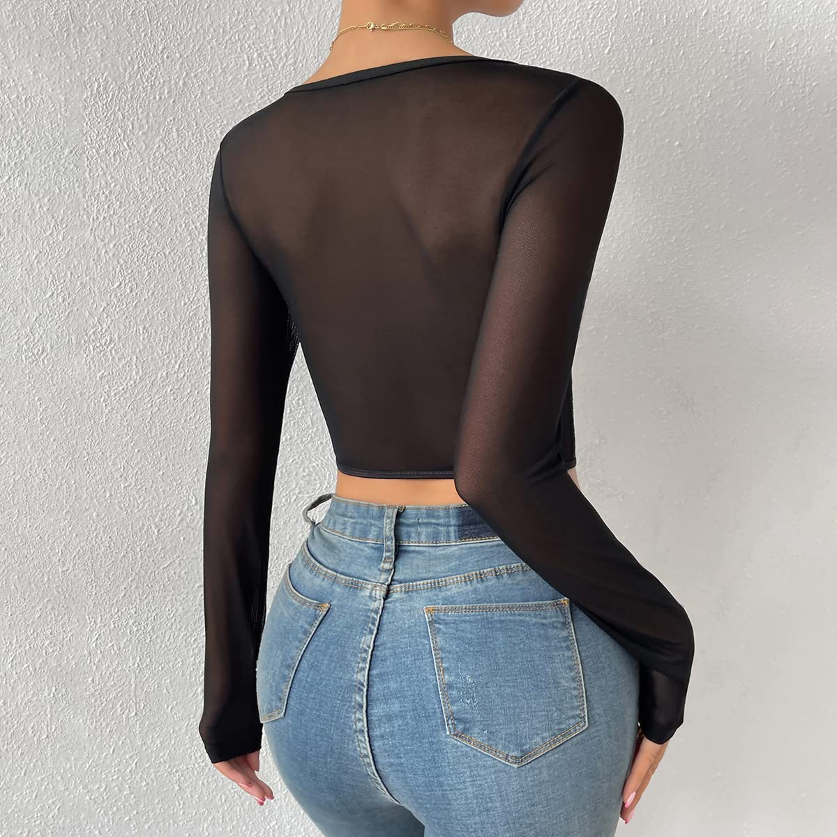 Sexy Women's Long Sleeve Crop Top - Y2K Halter Neck Cut Out Tee for Slim Fit | Perfect for Clubbing, Date Night & Streetwear Fashion