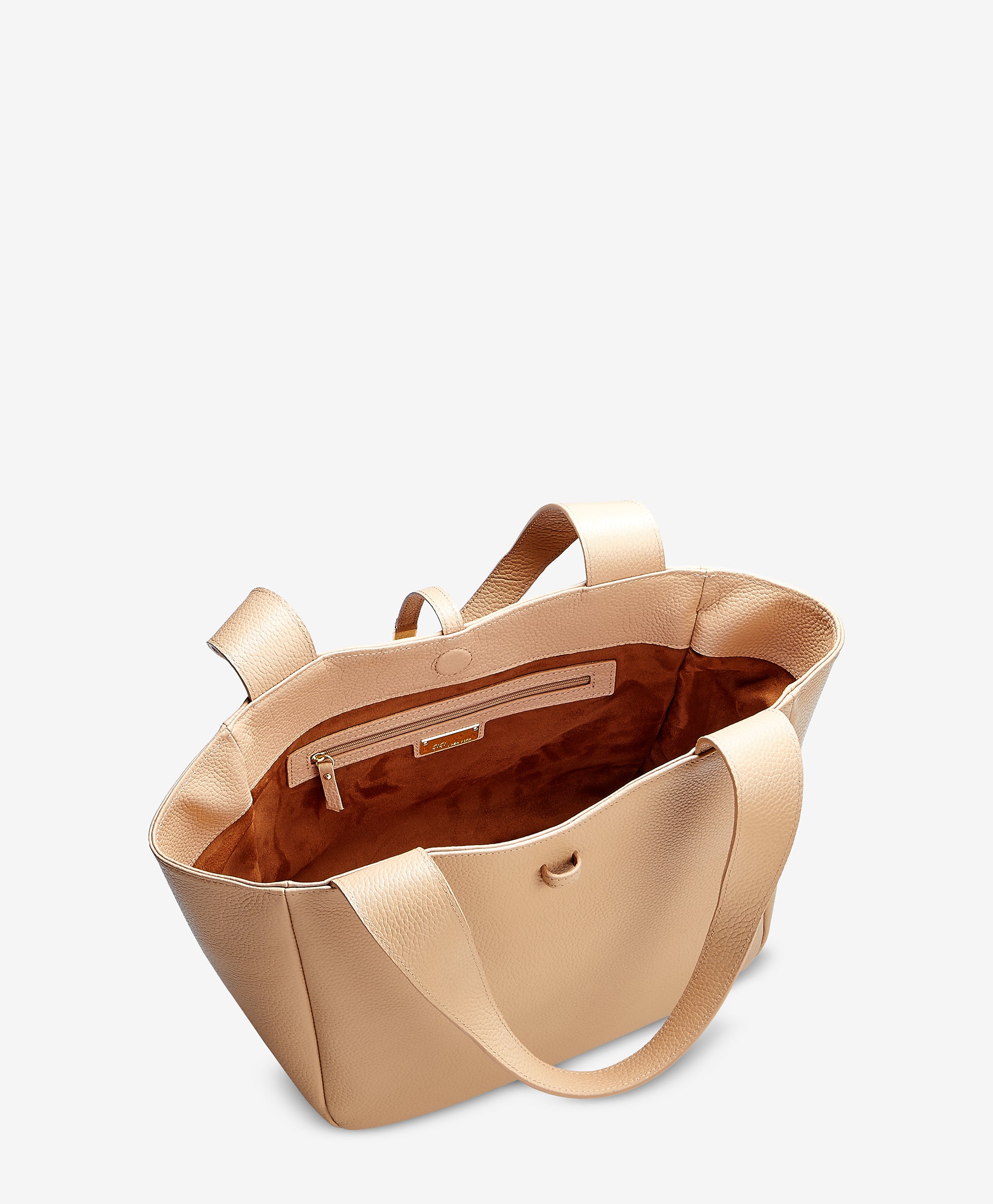 Premium Mercer Tote Bag in Cappuccino - Pebble Grain Leather Handbag for Women - Perfect for Work, Travel & Everyday Use
