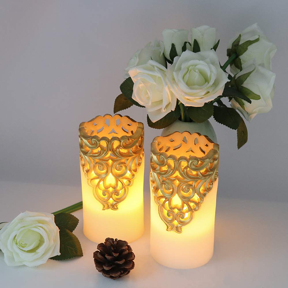 Wondise Flameless LED Candles with Timer - Real Wax Battery Operated Flickering Pillar Candles for Home Decor, Wedding, Christmas - Set of 2 (3x6 Inches) - Perfect for Romantic Dinners, Spa Relaxation & Holiday Centerpieces