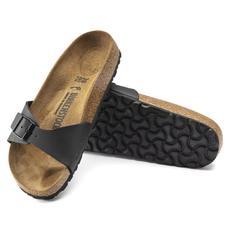Women's Madrid Birko Flor Black Sandals - Comfortable & Stylish Slip-On Shoes for Casual Wear, Walking, and Travel