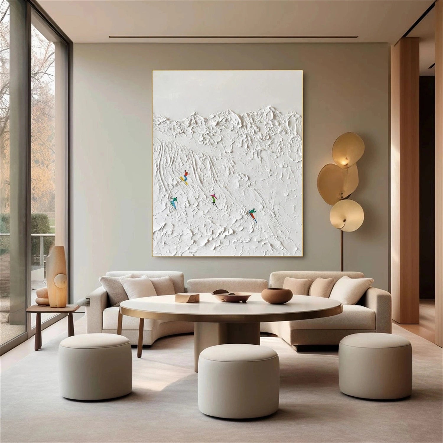 Premium Skiing Sport Art Textured Canvas Painting - Winter Sports Wall Decor for Home & Office (SP031) | Perfect for Ski Lodge, Mountain Cabin & Sports Enthusiast Gifts
