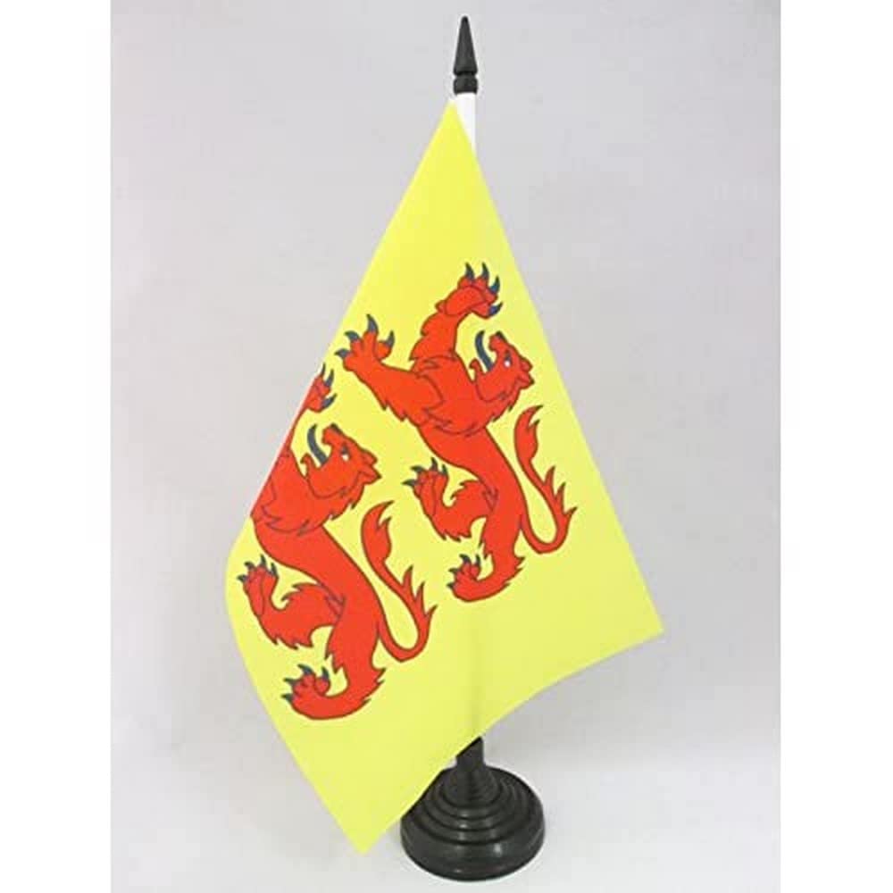 5'' x 8'' Hautes-Pyrénées France Desk Flag with Black Plastic Base - French Department Mini Table Flag 21 x 14 cm - Perfect for Office Decor, International Events & Geography Education - AZ FLAG