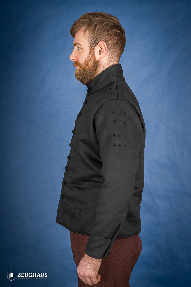 Black Arming Doublet - Medieval Renaissance LARP Costume for Cosplay & Historical Reenactment
