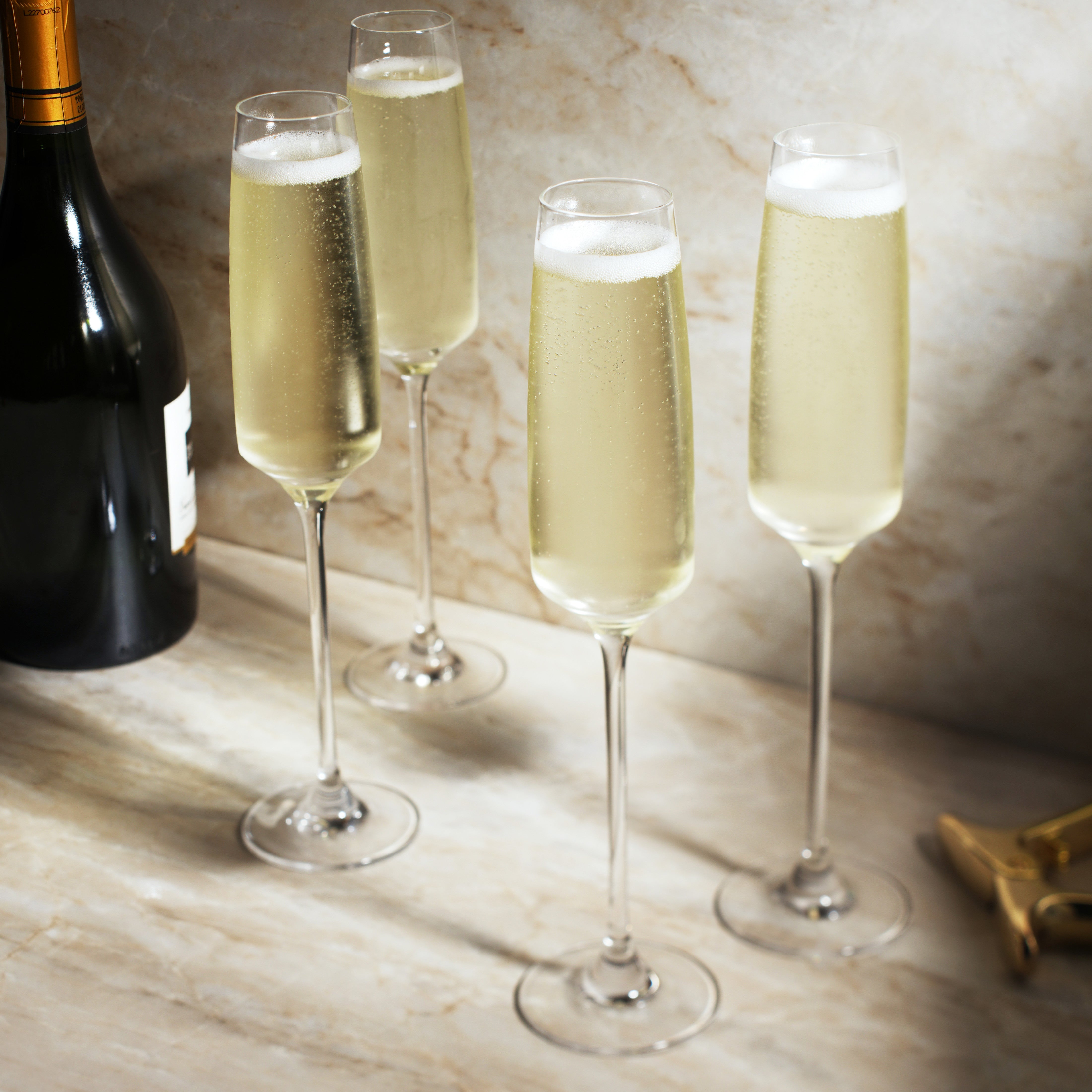 Premium Julien Crystal Flute Glasses Set of 4 - Elegant Champagne Flutes for Weddings, Parties & Special Occasions