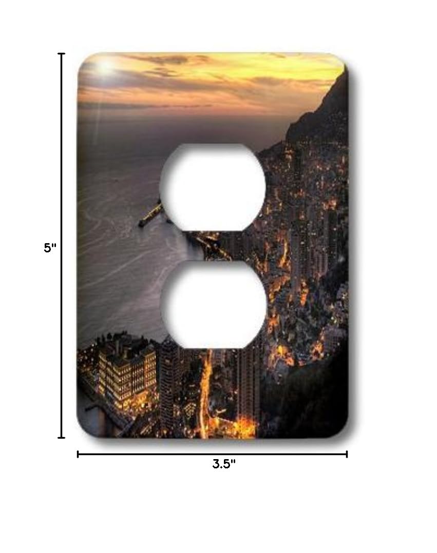 3D Rose Monaco City Sunset Decor Outlet Cover - Stylish Wall Plate for Home & Office Decor, Perfect for Living Room, Bedroom, or Kitchen