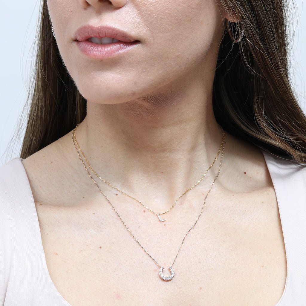 14K Yellow Gold Diamond Initial Charm Necklace - Personalized Classic Jewelry for Women | Perfect Gift for Birthday, Anniversary & Valentine's Day