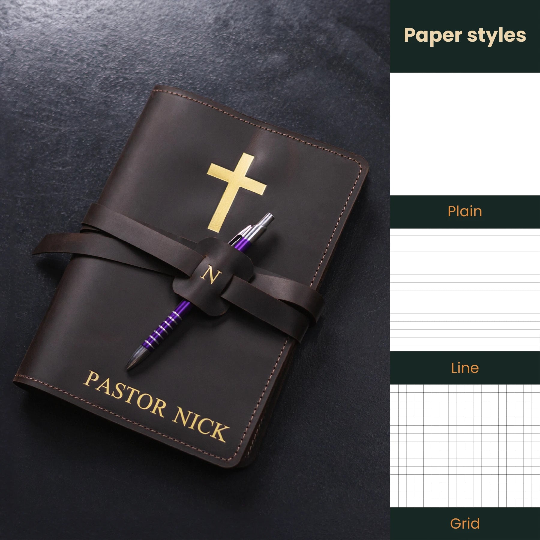 Personalized Leather Prayer Journal for Women & Men - Custom Engraved Christian Devotional Notebook - Perfect for Bible Study, Church, and Daily Reflection