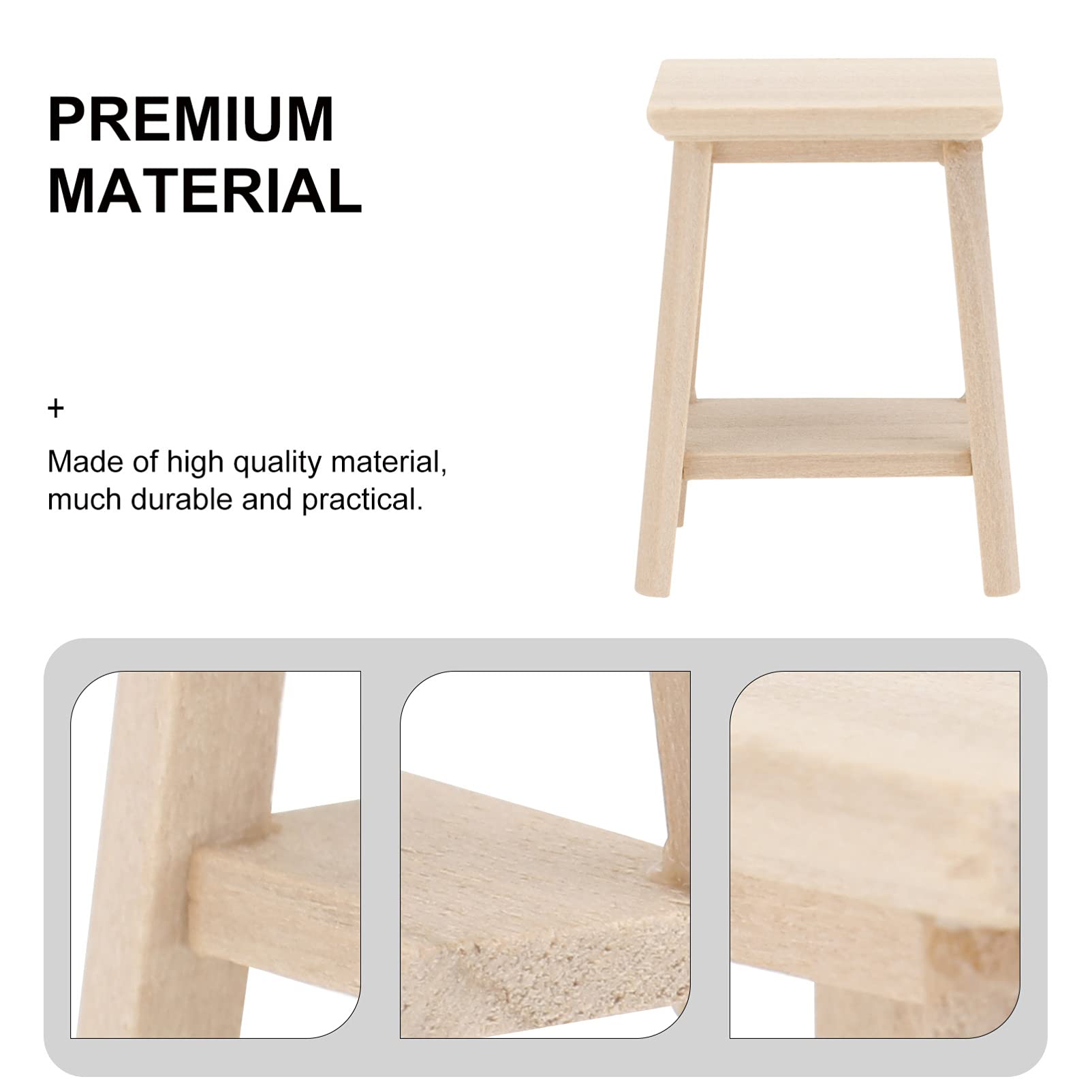 NUOBESTY Miniature Wooden Stool Model - DIY Bonsai Furniture Accessory, Tiny House Decor, Mini Wood Stool for Dollhouse, DIY Crafts, and Model Scenes | Perfect for Miniature Displays, DIY Projects, and Home Decor