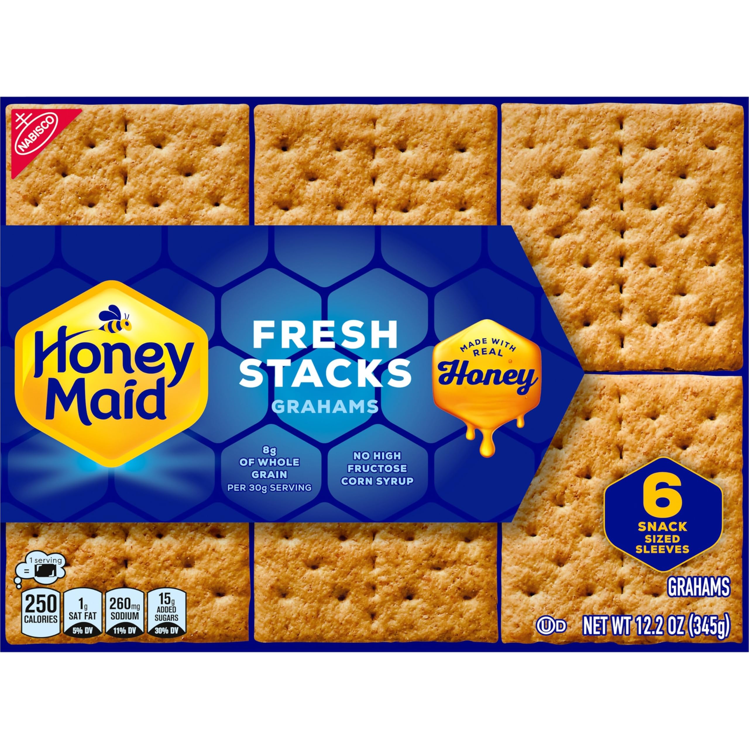 Honey Maid Fresh Stacks Graham Crackers - 6 Boxes (36 Snack Packs) | Bulk Travel Snacks for Kids, Hiking & Office | Crunchy Cinnamon Flavored Cookies for Lunchboxes & Camping