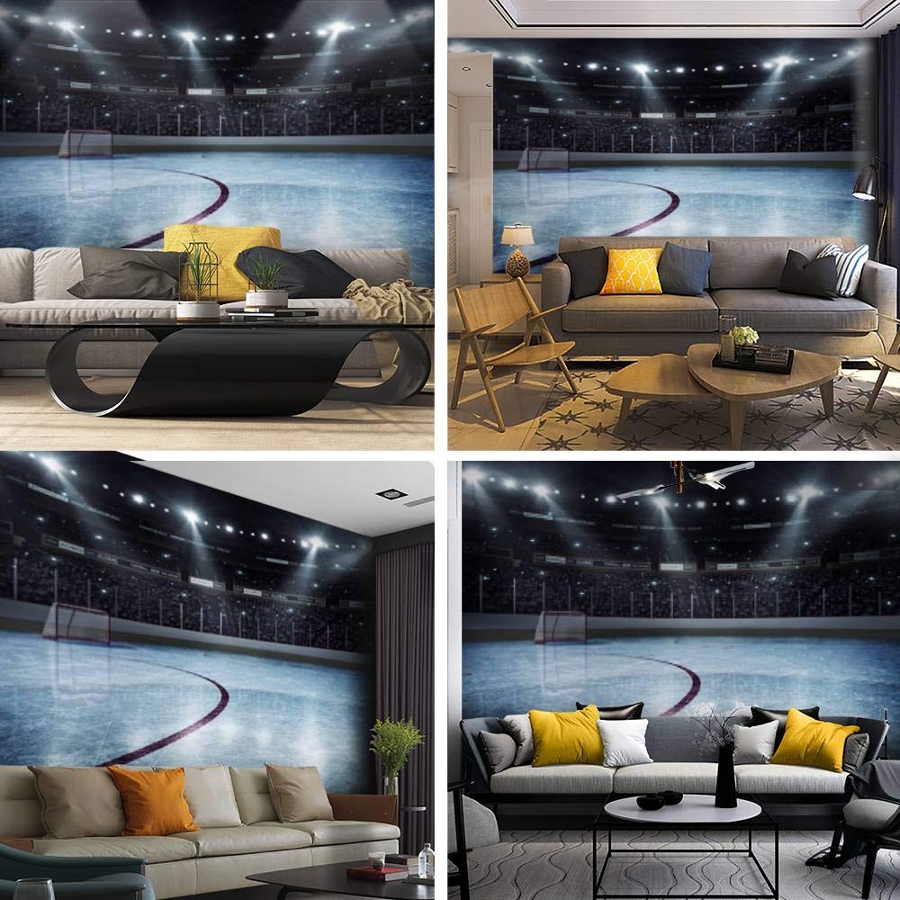 Hockey Arena Canvas Print Wallpaper - Self Adhesive Peel & Stick Wall Mural for Home Decor | Perfect for Living Room, Game Room & Man Cave Wall Art