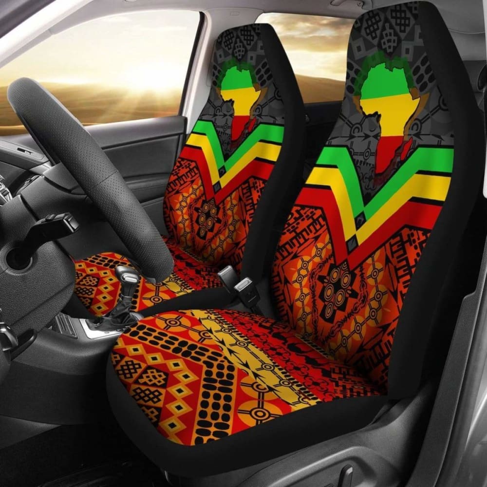 Premium Africa Map Car Seat Covers - Durable & Stylish African Print Design for Cars, SUVs & Trucks - Perfect for Road Trips, Safari Adventures & Cultural Enthusiasts