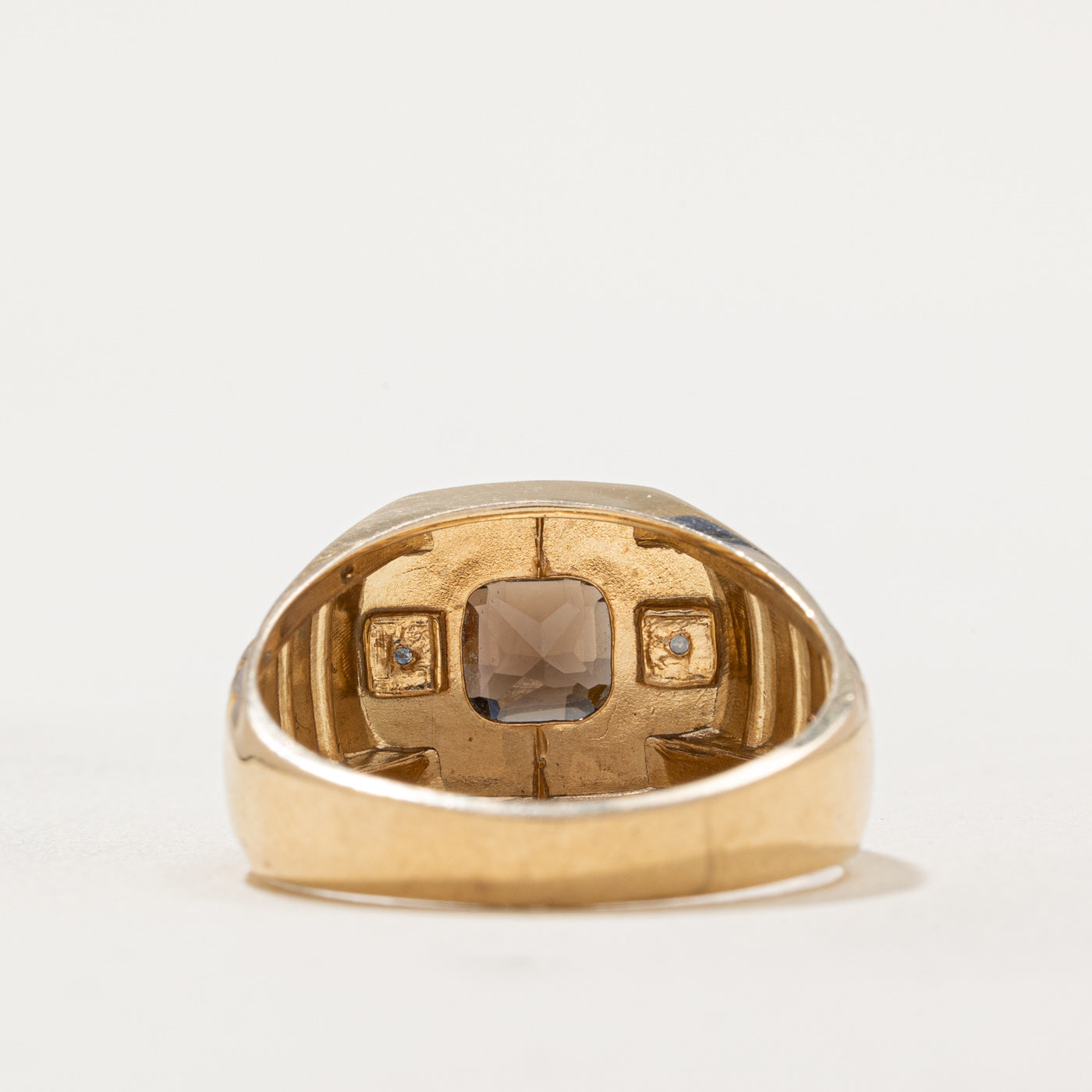 Elegant Smoky Quartz & Diamond Cocktail Ring - 1.50ct Smoky Quartz & 0.01ctw Diamonds - Size 10 - Perfect for Evening Parties, Weddings & Special Occasions