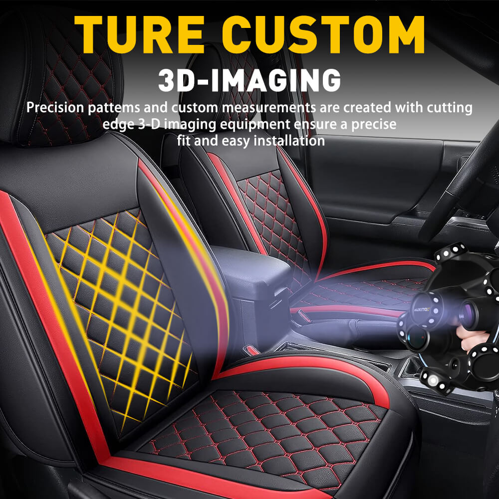 Premium 5-Piece Leather Car Seat Covers Set - Perfect Fit for 2007-2023 Toyota Tacoma Crew Cab | Waterproof & Durable Protection for Daily Commute, Road Trips & Off-Road Adventures