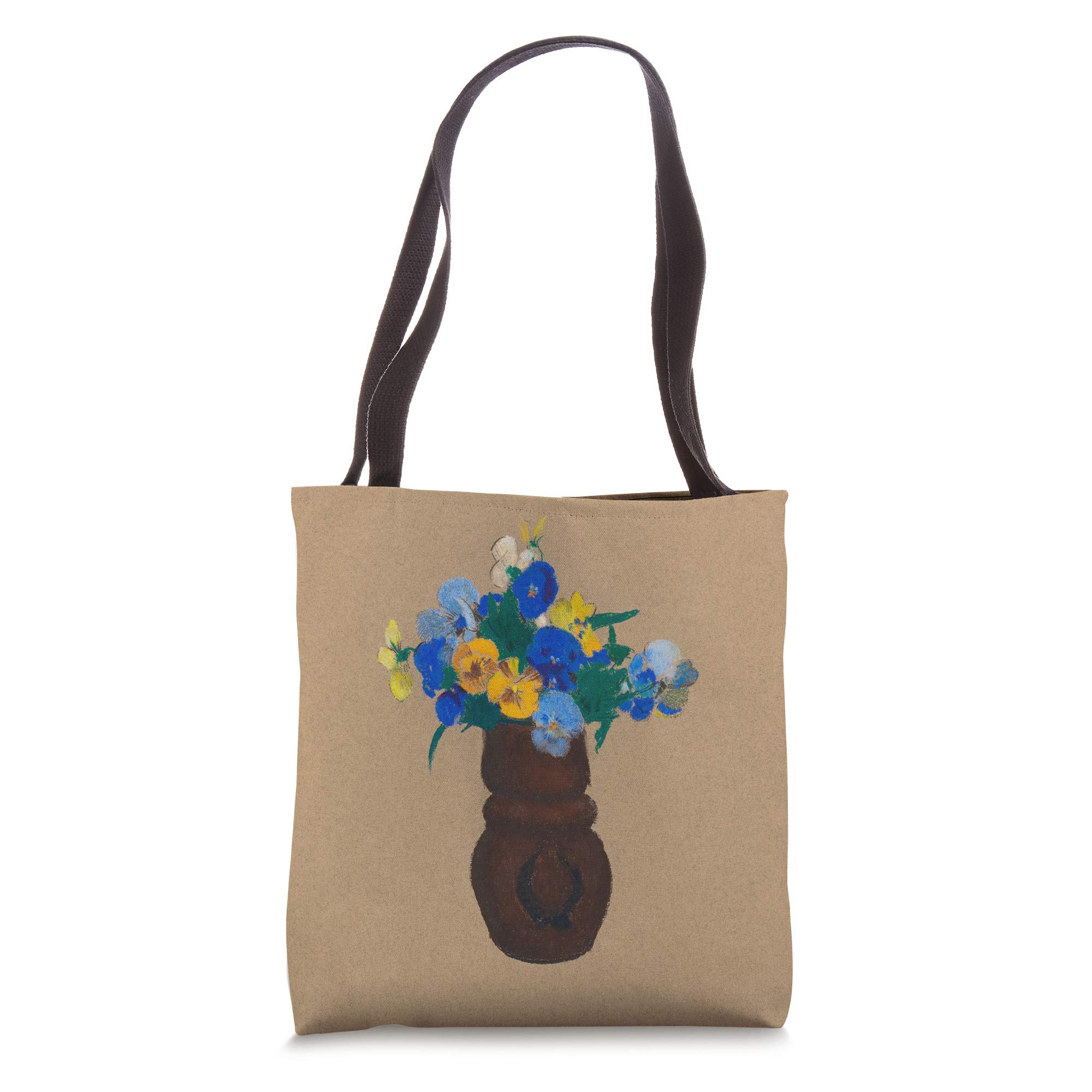 Stylish Minimalist Blue Flowers Vase Tote Bag with Petunias & Poppies Design - Perfect for Grocery Shopping, Beach Trips & Everyday Use
