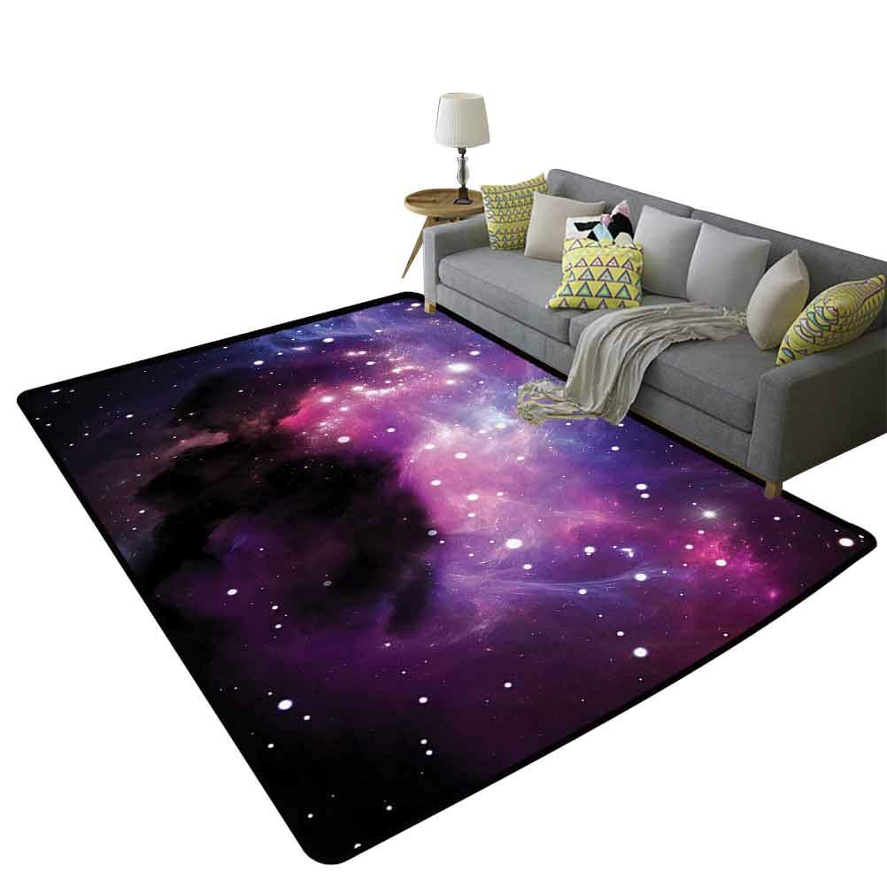 Futuristic Nebula Area Rug - Purple Blue Space Themed Living Room Rug 6'x9' (180x270cm) - Cosmic Decor for Men, Interstellar Gifts, Home Office & Gaming Room Decor