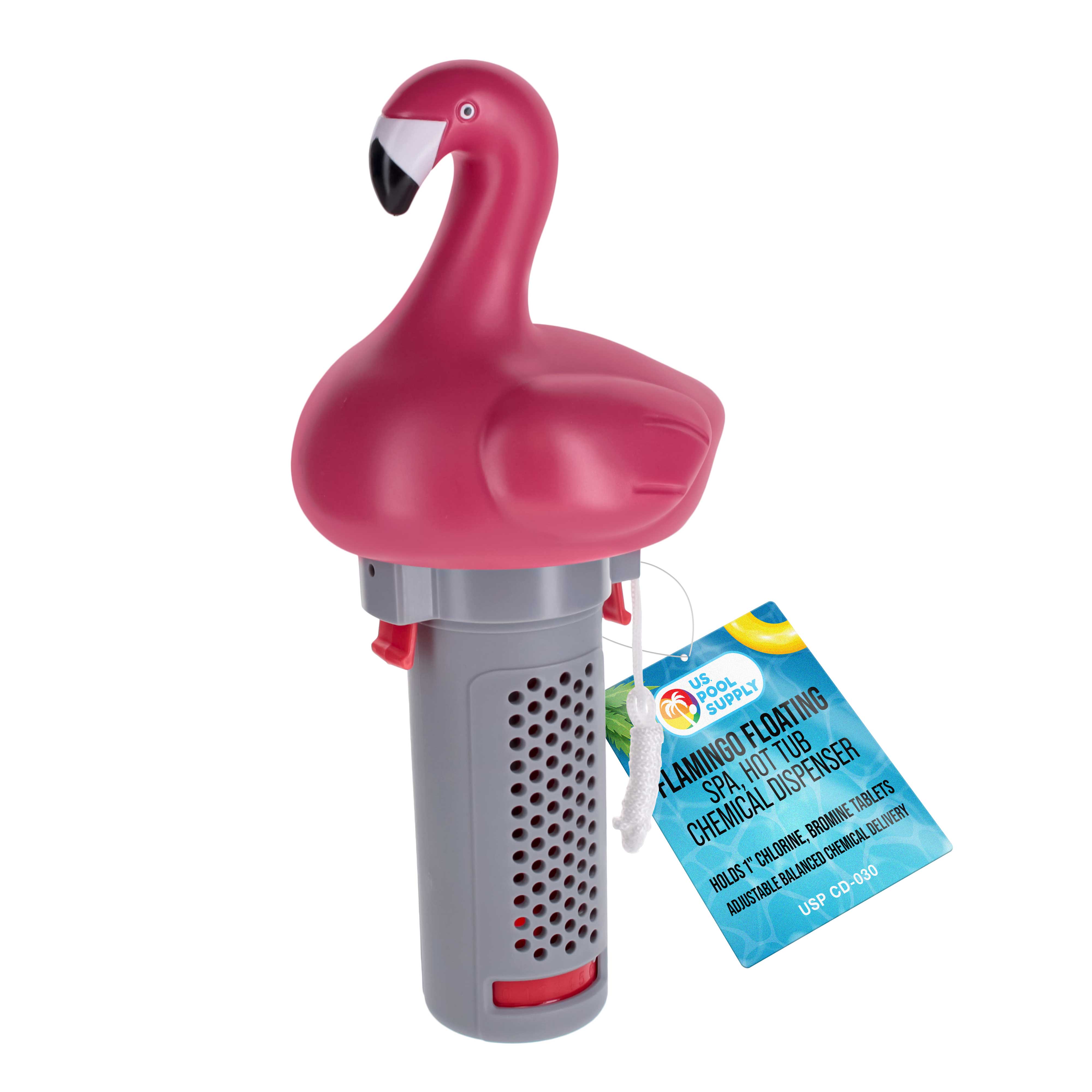 Flamingo Floating Spa Chlorine Dispenser for Hot Tubs & Small Pools - 6 Adjustable Flow Settings, Holds 1 Tablet, Pink - Perfect for Backyard Relaxation, Pool Parties & Spa Maintenance