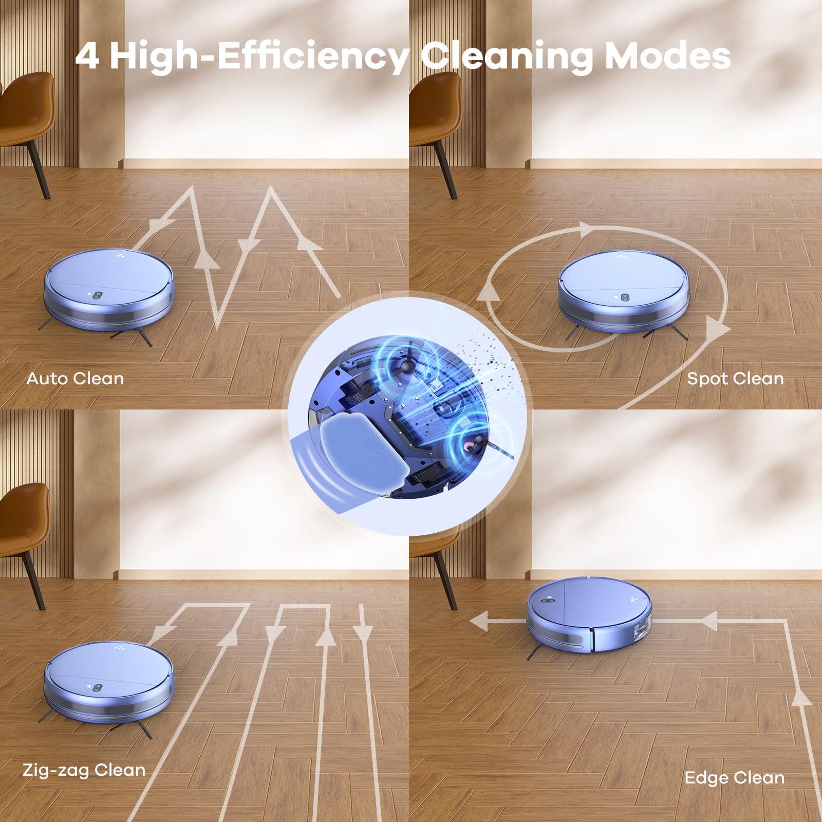 Smart Robot Vacuum and Mop Combo 2-in-1 with WiFi/App Control, 2000Pa Strong Suction, 230ML Large Water Tank, Self-Charging, Ultra-Slim Design - Perfect for Hardwood Floors, Low Pile Carpets, and Pet Hair Cleaning - Ideal for Homes with Pets and Busy Families