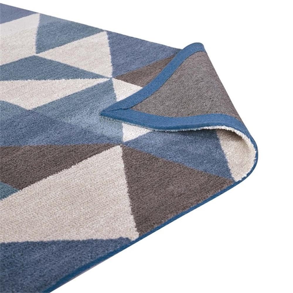 Modway Kahula Geometric Triangle Mosaic 8x10 Area Rug - Blue, White & Gray Modern Design for Living Room, Bedroom & Office Decor