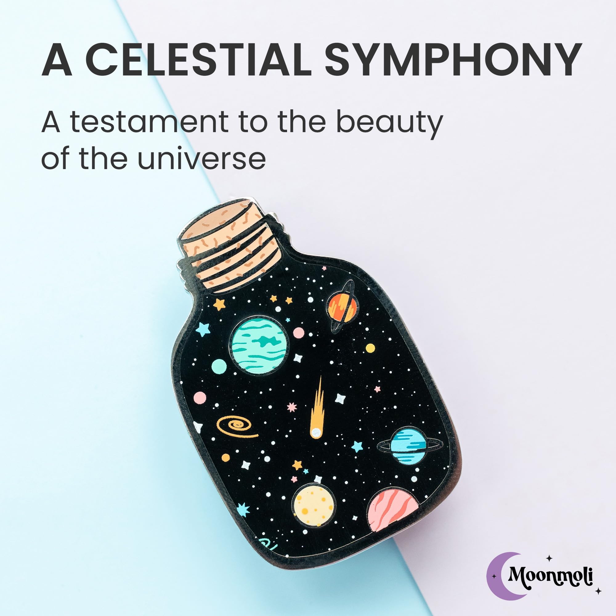 Space Galaxy Jar Stellar Elixir Enamel Pins - Cute Aesthetic Pins for Backpacks, Lapels, Jackets & Hats - 1.5 Inch Tall, 1 Inch Wide - Secure Backing, Durable & Practical - Perfect for Gifts, Collecting & Fashion Accessories