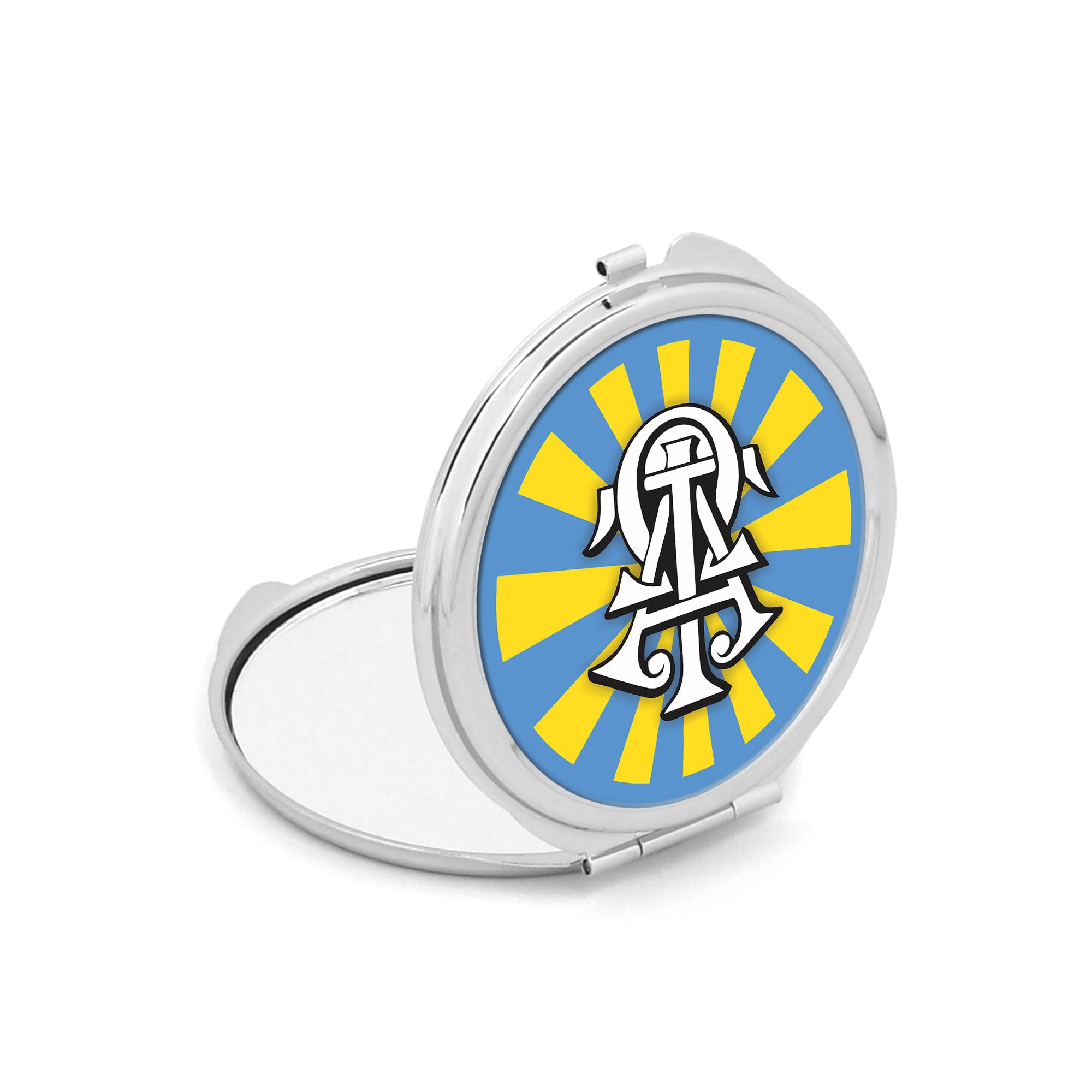 Alpha Tau Omega Fraternity Compact Mirror - Double-Sided Portable Makeup Mirror with Cosmetic Pocket, Round Design for Travel & Touch-Ups | Perfect for College Students, Sorority Sisters & On-the-Go Beauty